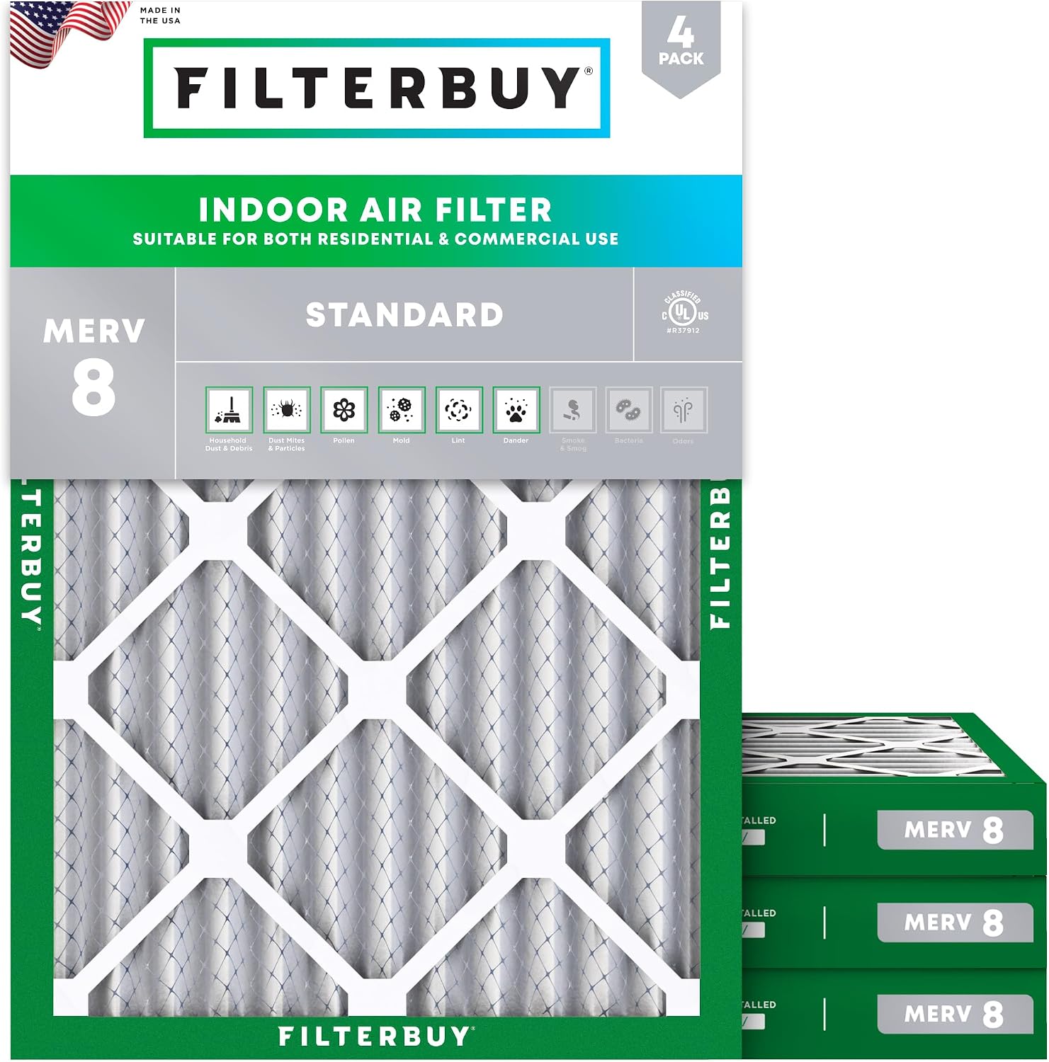FILTRO DE AIRE FILTERBUY 24X28X2 MERV 8 PACK 4 UNIDADES - 1