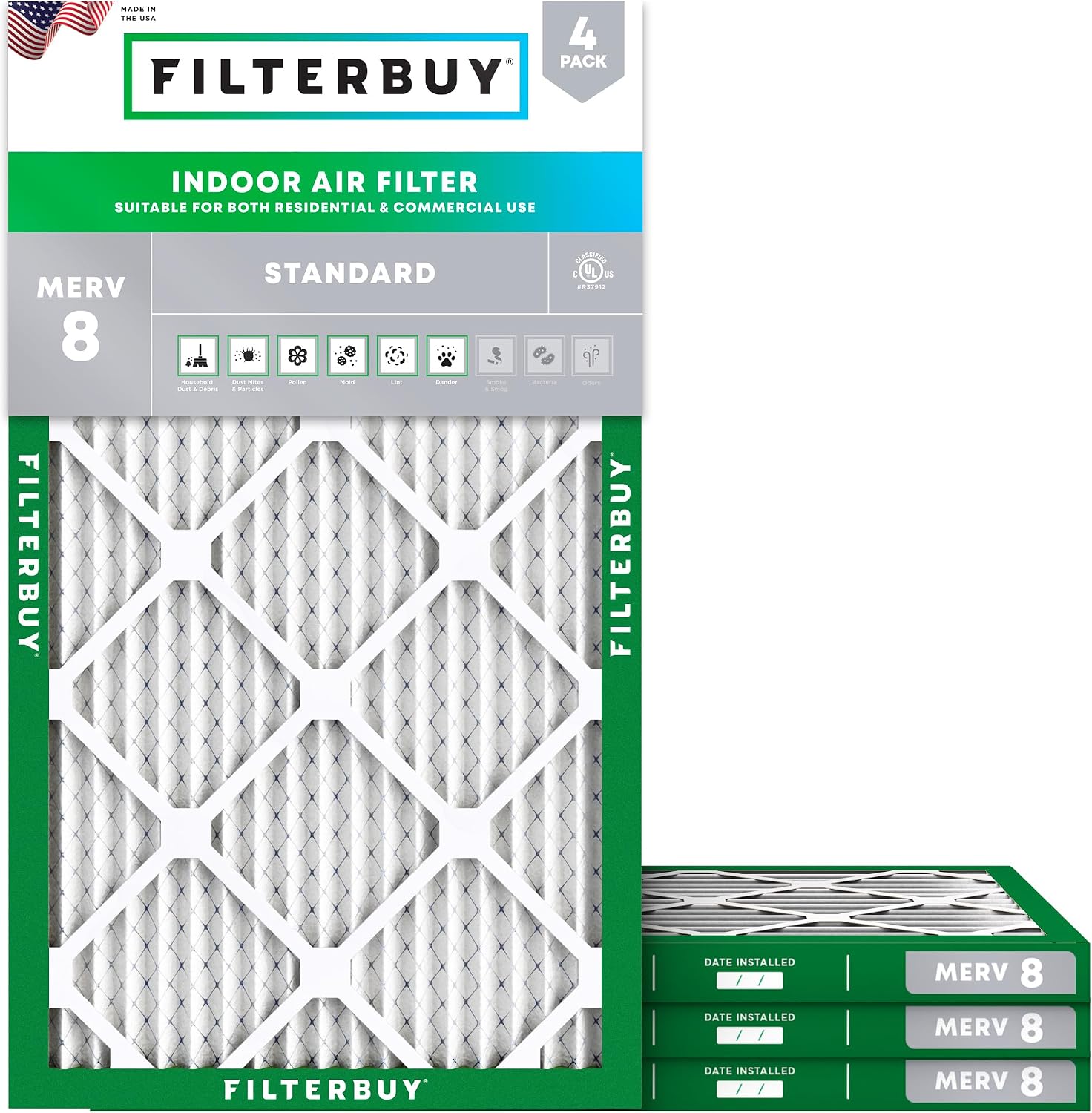 FILTRO DE AIRE FILTERBUY 15X30X1 MERV 8 PACK 4 UNIDADES - 1