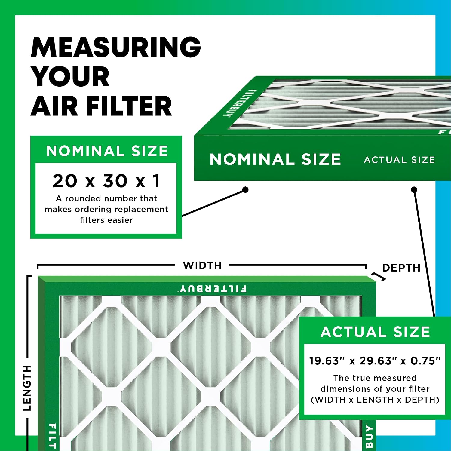 FILTRO DE AIRE FILTERBUY 20X30X1 MERV 8 PACK DE 4 UNIDADES - 2