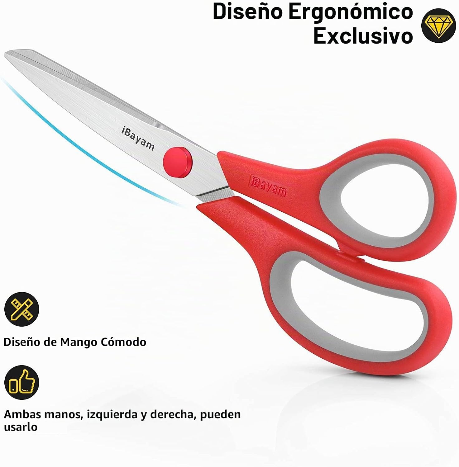 TIJERAS IBAYAM 8.5 PULGADAS MULTIUSOS PACK 3 PARES ROJO NEGRO AZUL - 3