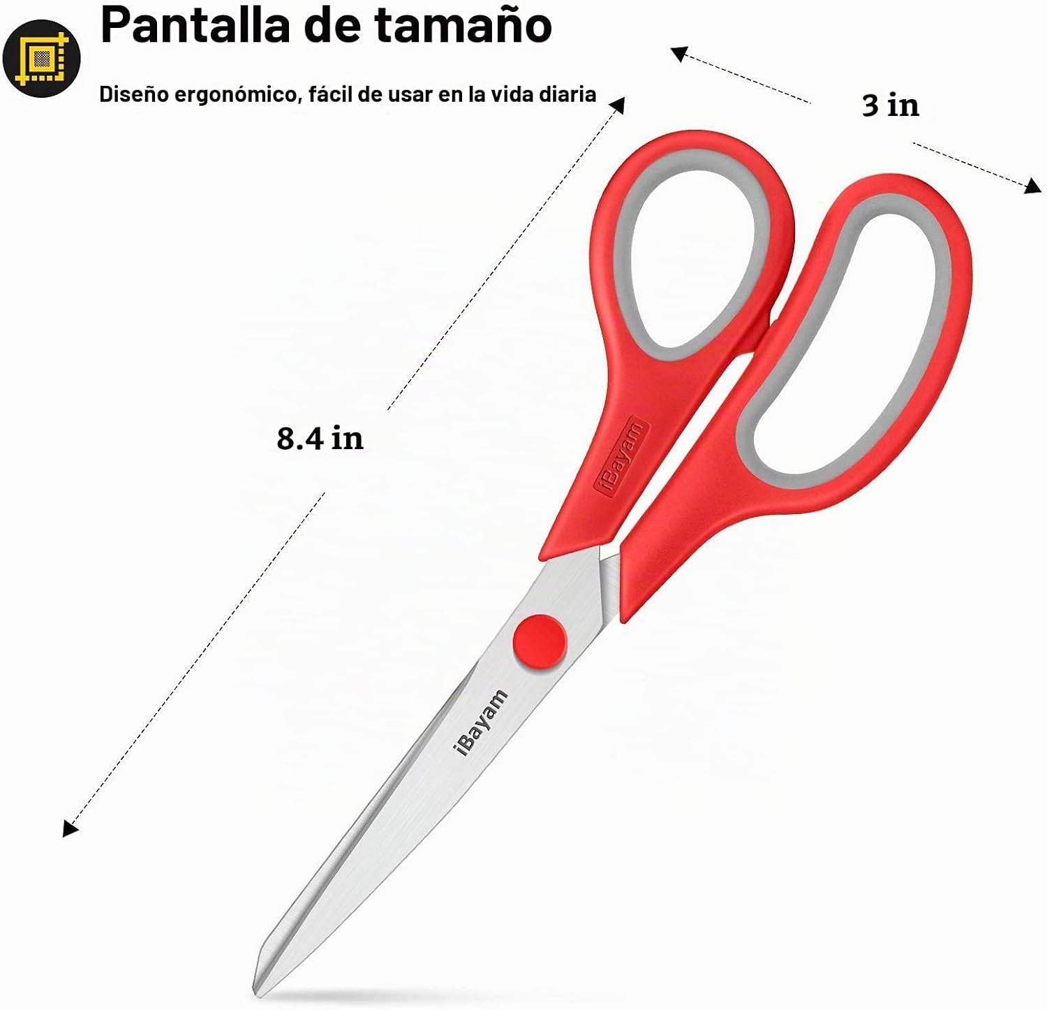 TIJERAS IBAYAM 8.5 PULGADAS MULTIUSOS PACK 3 PARES ROJO NEGRO AZUL - 4