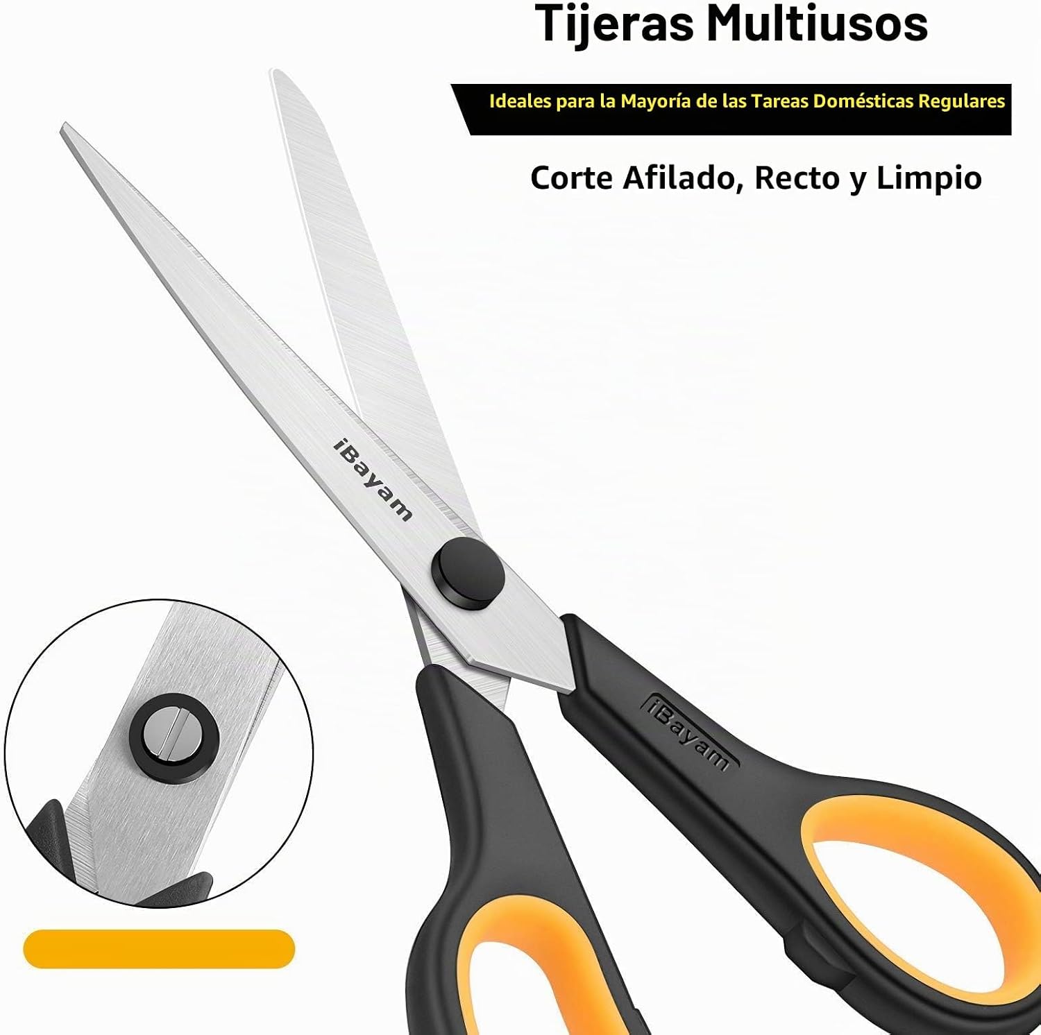 TIJERAS IBAYAM 8.5 PULGADAS DE ACERO INOXIDABLE, PACK DE 3 PARES - 4