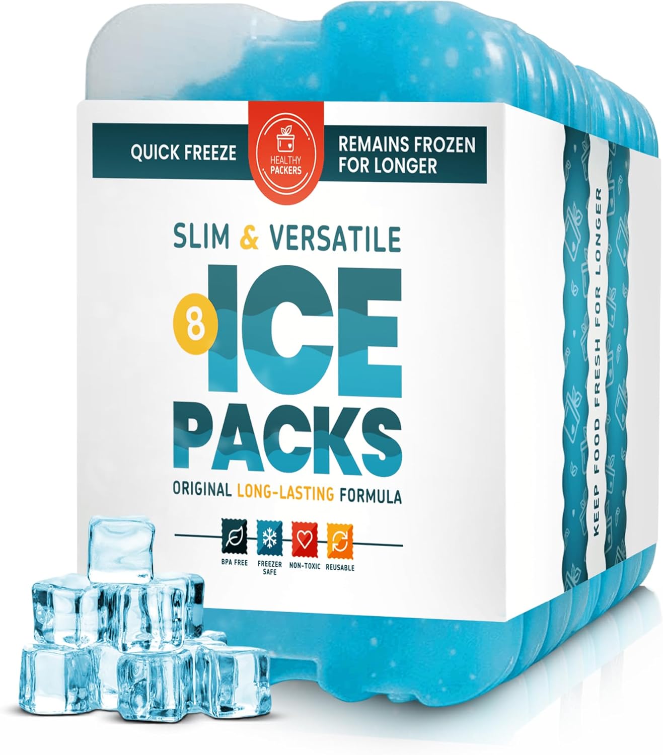 PAQUETES DE HIELO REUTILIZABLES HEALTHY PACKERS PARA COOLER, SET DE 8 PIEZAS - 1