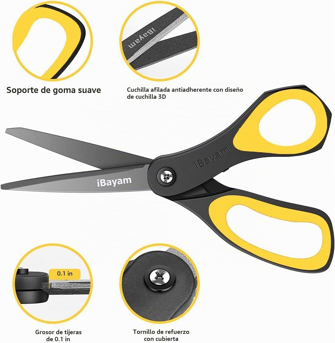 TIJERAS MULTIUSOS IBAYAM 8.5 PULGADAS CON HOJAS DE TITANIO ANTIADHERENTES - 3