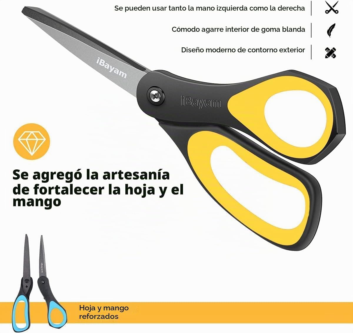 TIJERAS MULTIUSOS IBAYAM 8.5 PULGADAS CON HOJAS DE TITANIO ANTIADHERENTES - 4