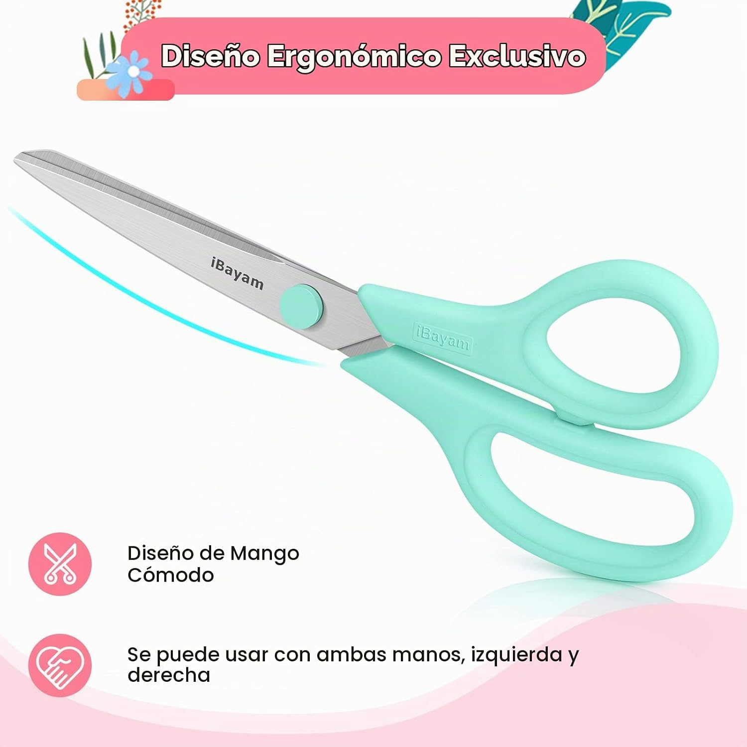 TIJERAS IBAYAM 8.5 PULGADAS MULTIUSOS PACK 3 PARES AMARILLO ROSA TURQUESA - 3
