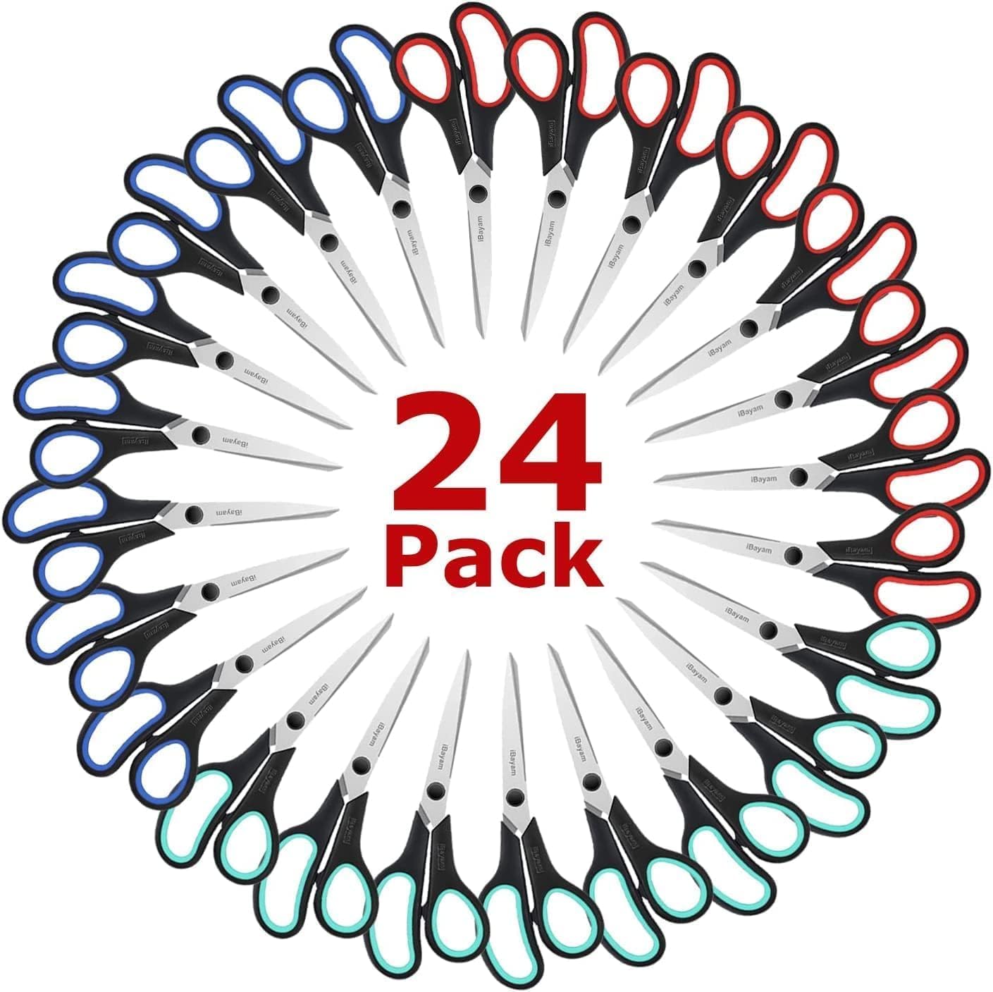 TIJERAS IBAYAM 8.5 PULGADAS MULTIUSOS MANGO ERGONÓMICO NEGRO PACK 24 PARES - 1