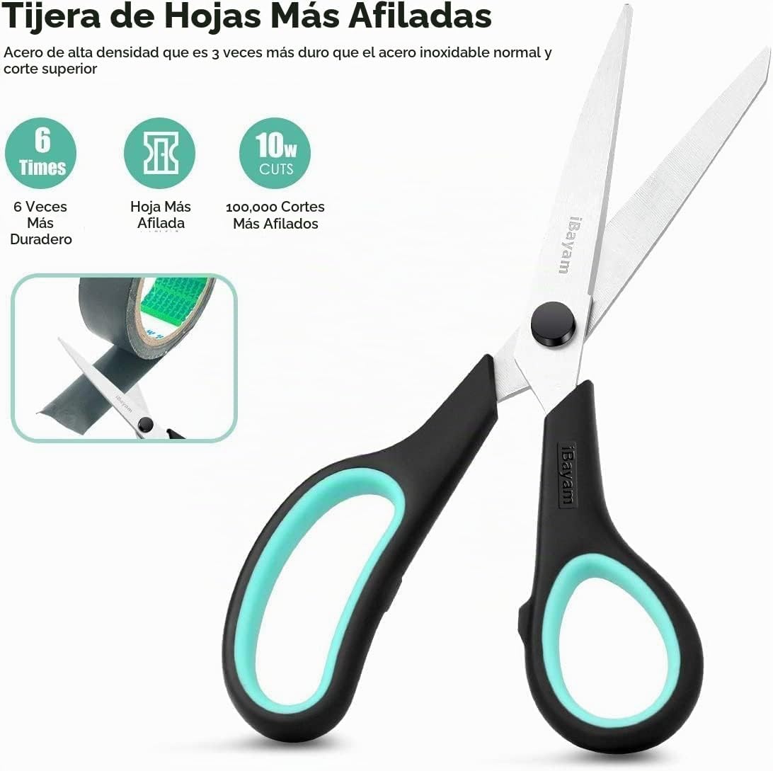 TIJERAS IBAYAM 8.5 PULGADAS MULTIUSOS MANGO ERGONÓMICO NEGRO PACK 24 PARES - 4