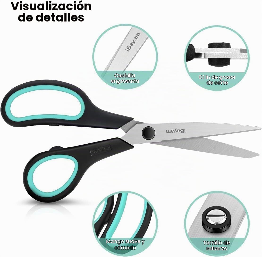 TIJERAS IBAYAM 8.5 PULGADAS MULTIUSOS MANGO ERGONÓMICO NEGRO PACK 24 PARES - 5