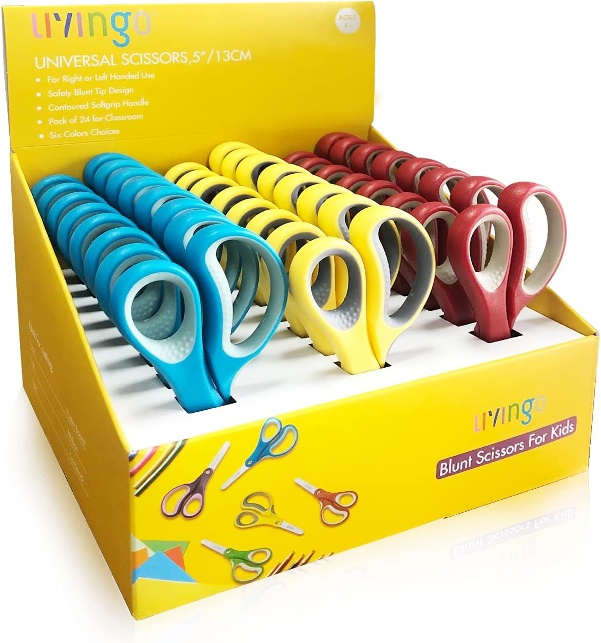 TIJERAS ESCOLARES LIVINGO PACK 24 PIEZAS 5' PUNTA ROMA - 1