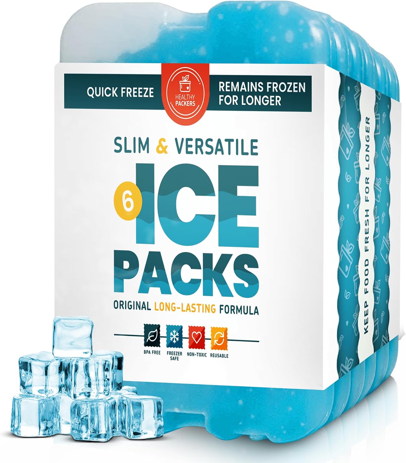 PAQUETES DE HIELO REUTILIZABLES HEALTHY PACKERS PARA COOLER, SET DE 6 PIEZAS - 1