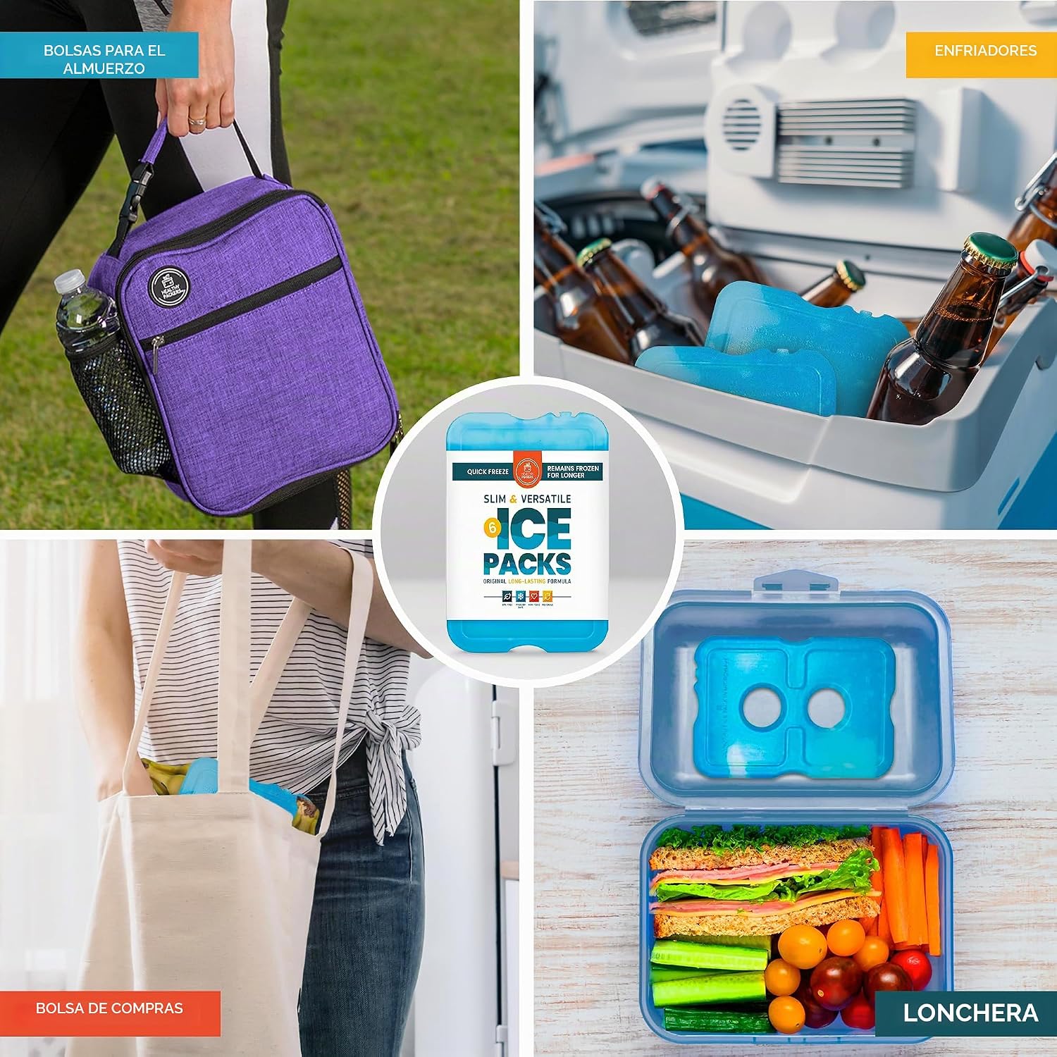 PAQUETES DE HIELO REUTILIZABLES HEALTHY PACKERS PARA COOLER, SET DE 6 PIEZAS - 2
