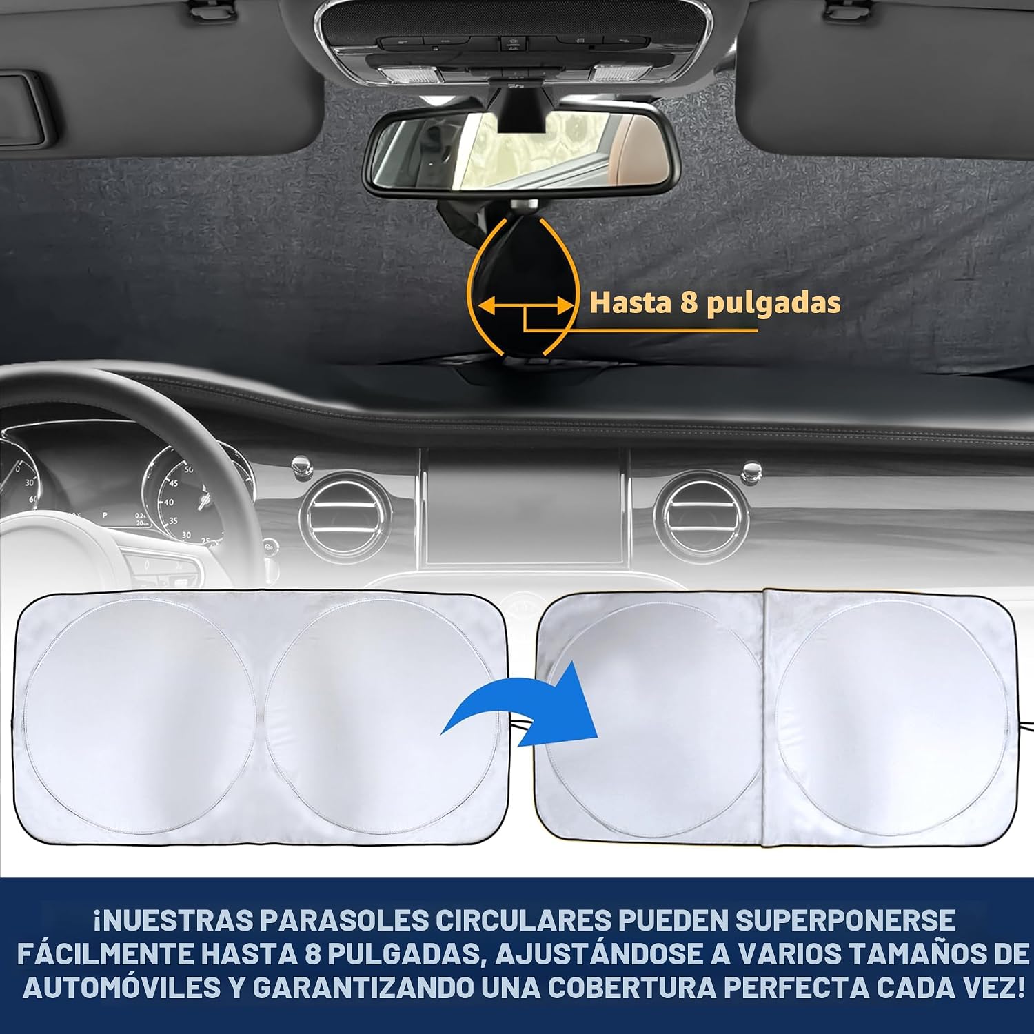 PARASOL PARA PARABRISAS ECONOUR PLEGABLE PARA AUTOCARAVANAS Y MOTORHOMES 102 X 51 PULGADAS - 5