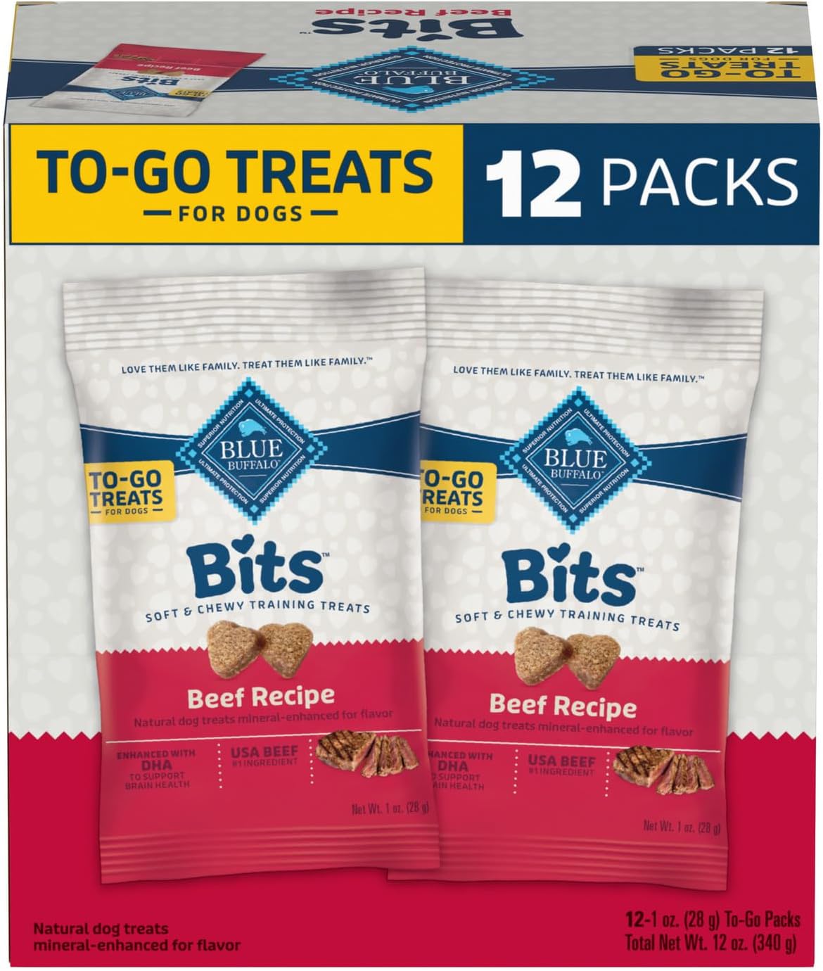 SNACKS BLUE BUFFALO BITS CARNE DE RES PARA PERROS, 12 UNIDADES DE 1 OZ - 1