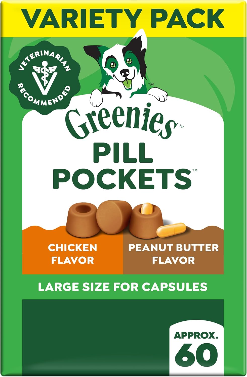 SNACKS GREENIES PILL POCKETS PARA PERROS TAMAÑO GRANDE, VARIEDAD, 15.8 OZ - 1