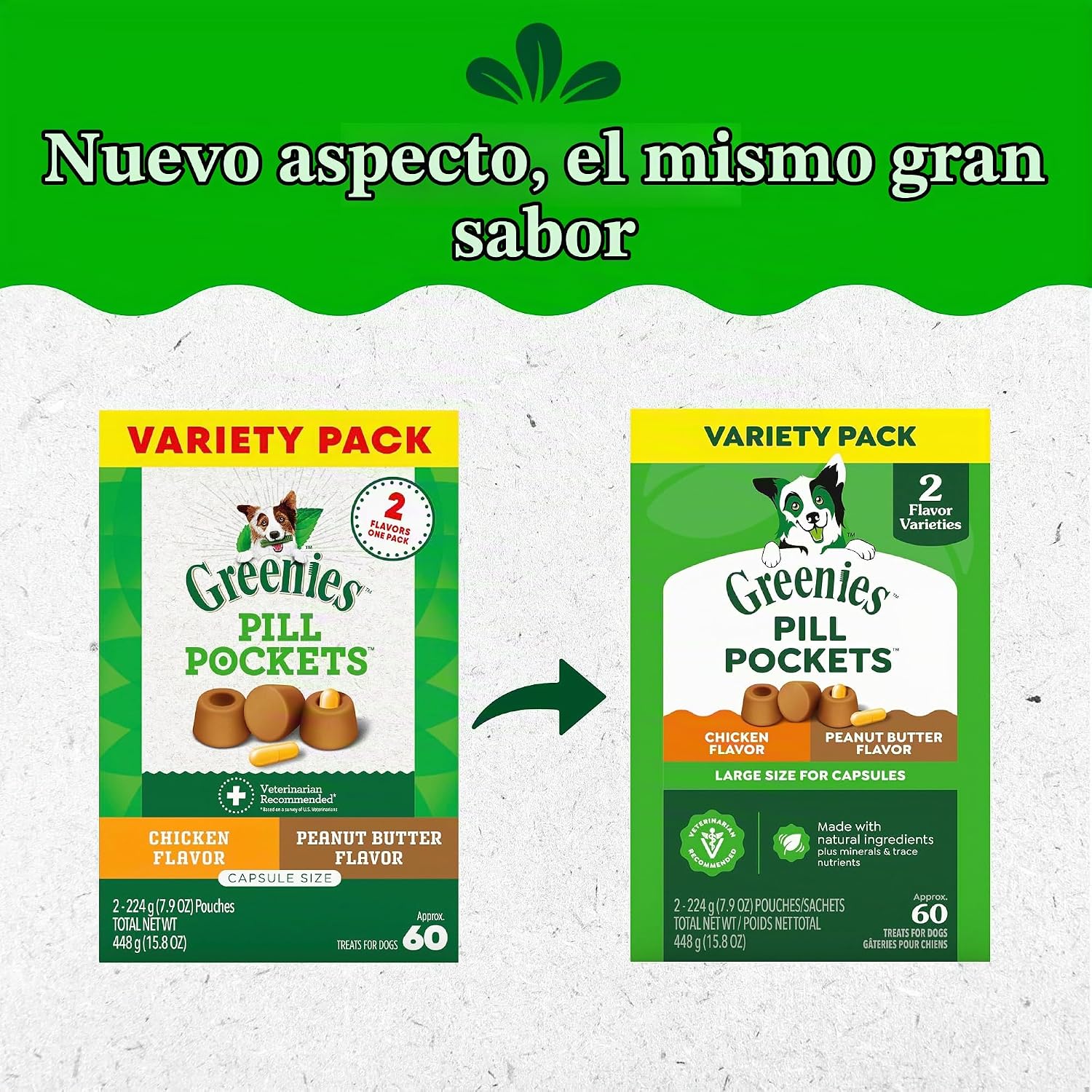 SNACKS GREENIES PILL POCKETS PARA PERROS TAMAÑO GRANDE, VARIEDAD, 15.8 OZ - 2