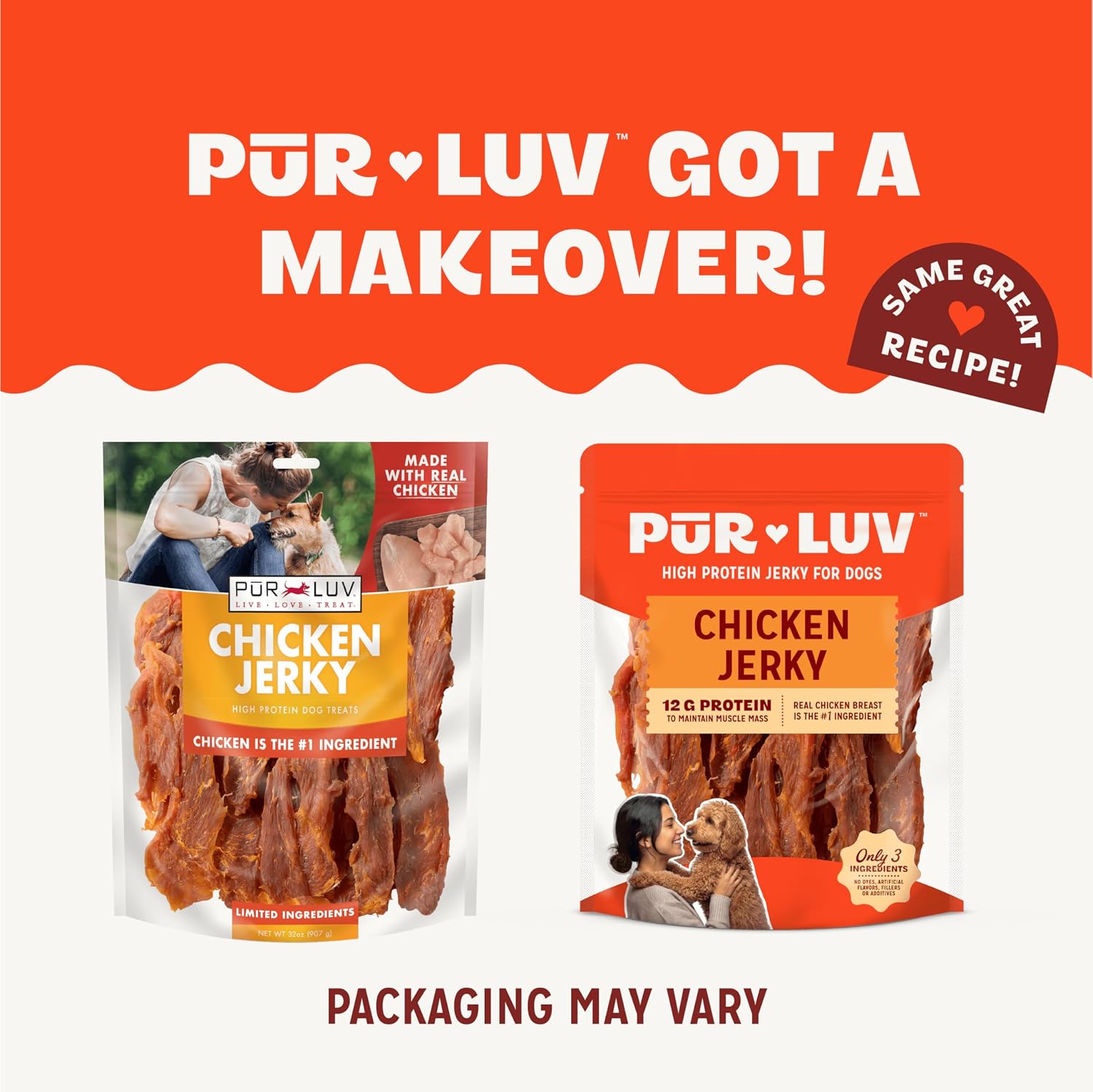 SNACK PUR LUV CHICKEN JERKY PARA PERROS, PECHUGA DE POLLO 100%, 32 OZ - 2