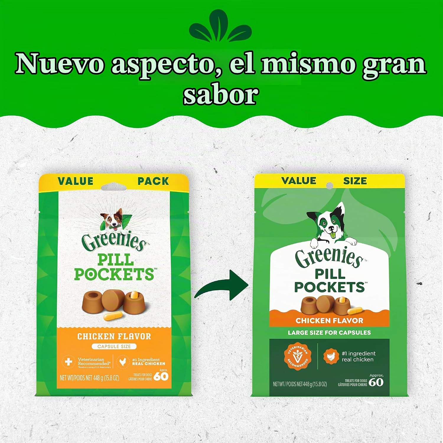 GREENIES PILL POCKETS TAMAÑO GRANDE PARA PERROS, SABOR POLLO, 15.8 OZ - 2