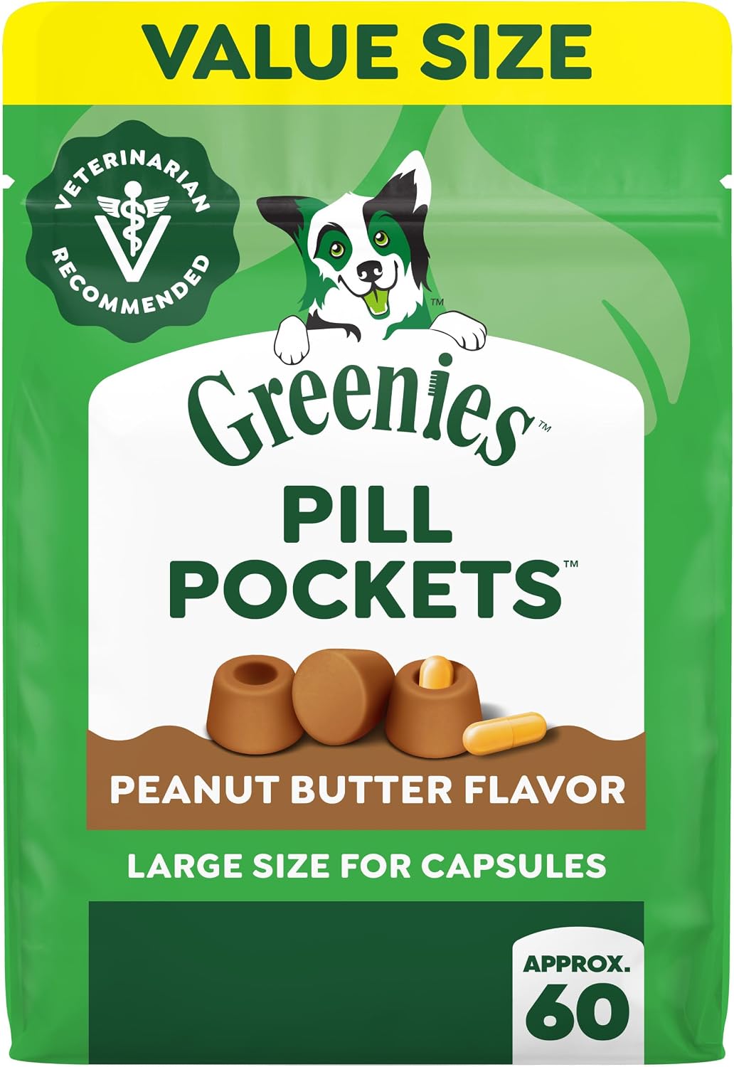 GREENIES PILL POCKETS LARGE SIZE DOG TREATS PEANUT BUTTER 15.8 OZ - 1