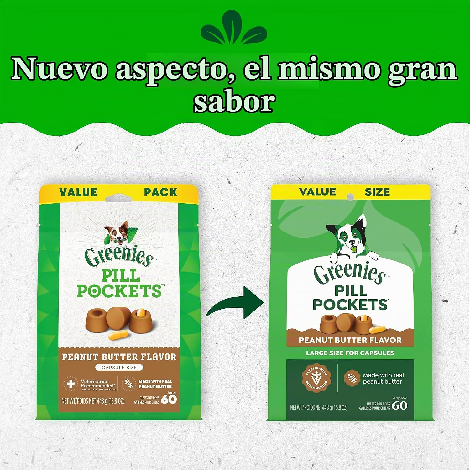 GREENIES PILL POCKETS LARGE SIZE DOG TREATS PEANUT BUTTER 15.8 OZ - 2