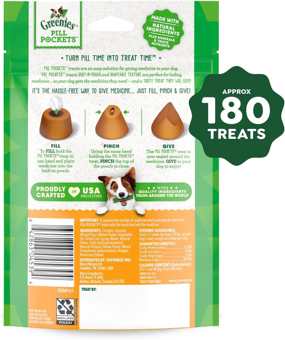 GREENIES PILL POCKETS PERROS TAMAÑO GRANDE SABOR POLLO 7.9 OZ PACK 6 - 2