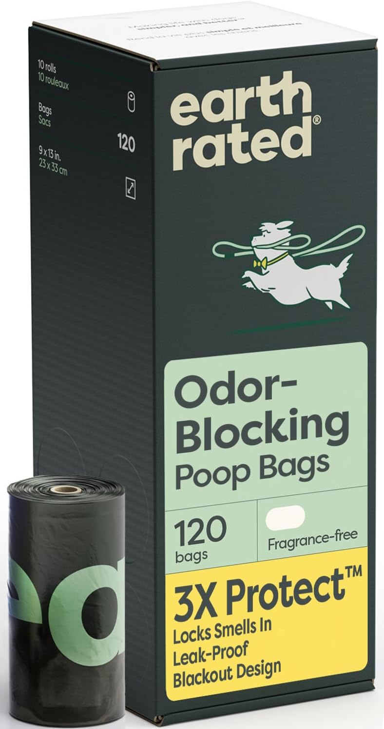 BOLSAS PARA DESECHOS DE PERRO EARTH RATED 3X PROTECT, 120 UNIDADES - 1