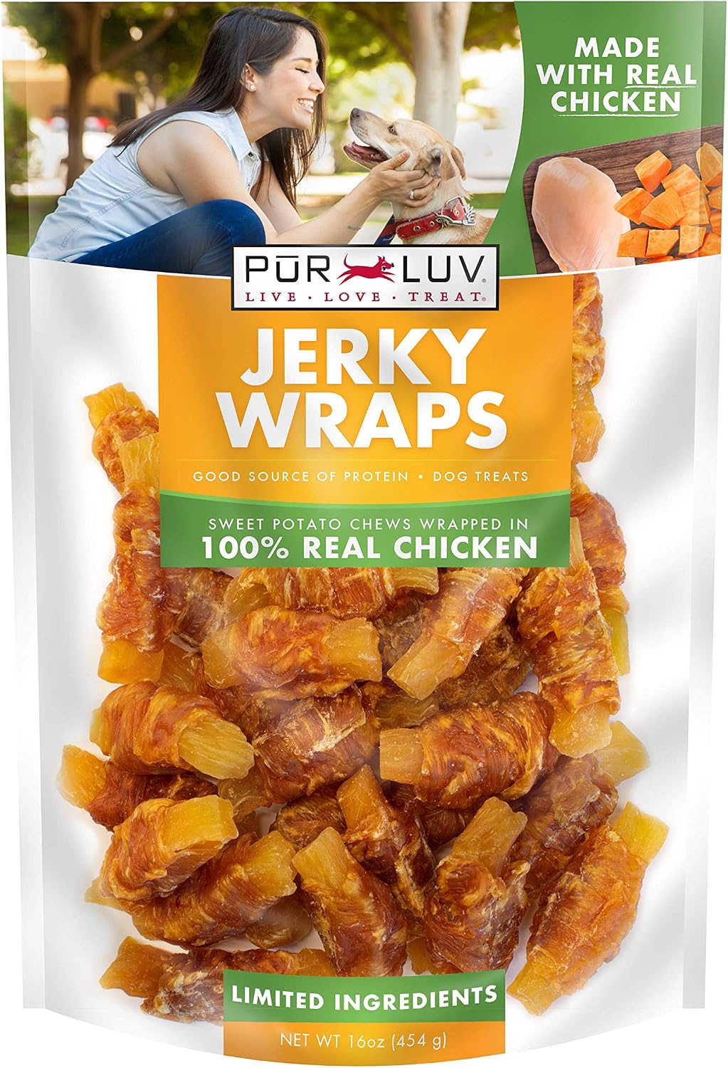 SNACKS PARA PERROS PUR LUV POLLO ENVUELTO EN CAMOTE 16 OZ - 1