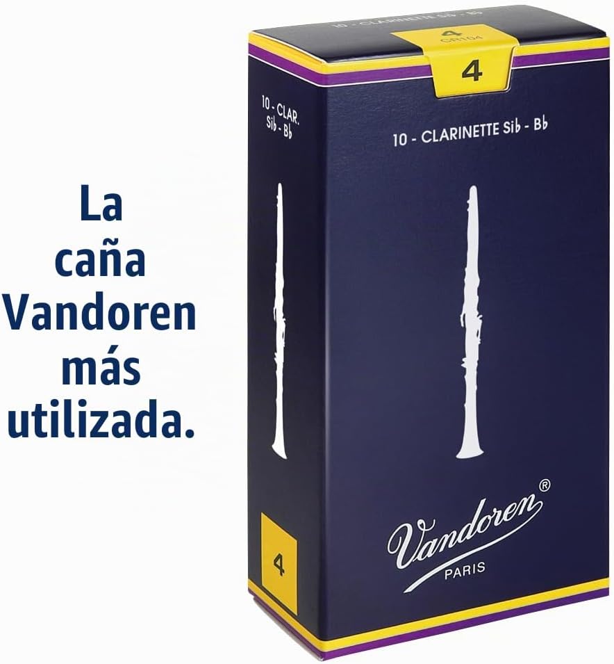 CAÑA PARA CLARINETE VANDOREN CR104 SIB TRADICIONAL FUERZA 4, CAJA DE 10 - 2