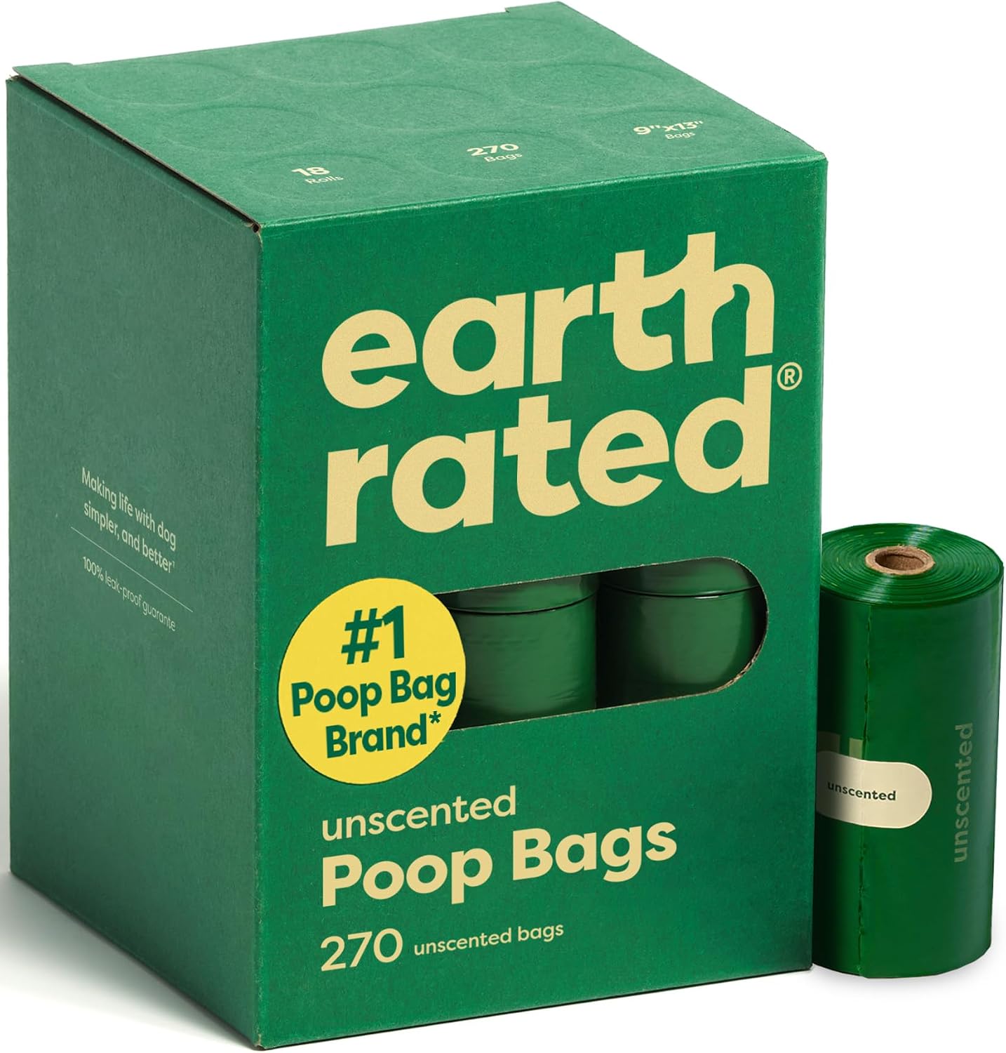 BOLSAS PARA DESECHOS DE PERRO EARTH RATED EN ROLLOS DE RECARGA, 270 BOLSAS, SIN AROMA - 1