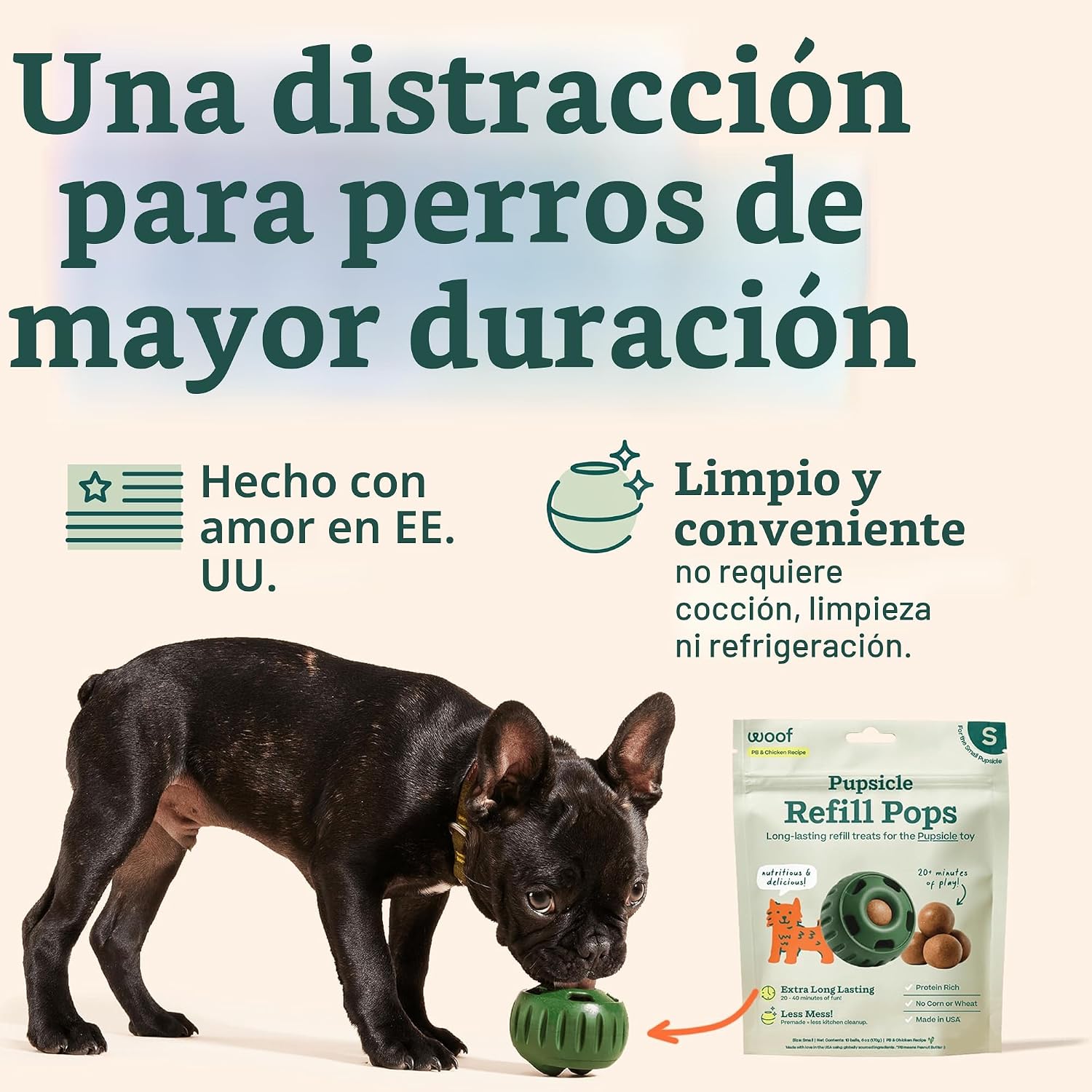 SNACKS WOOF PUPSICLE CHICKEN REFILL POPS PARA PERROS PEQUEÑOS, 10 UNIDADES, 2 PAQUETES - 2