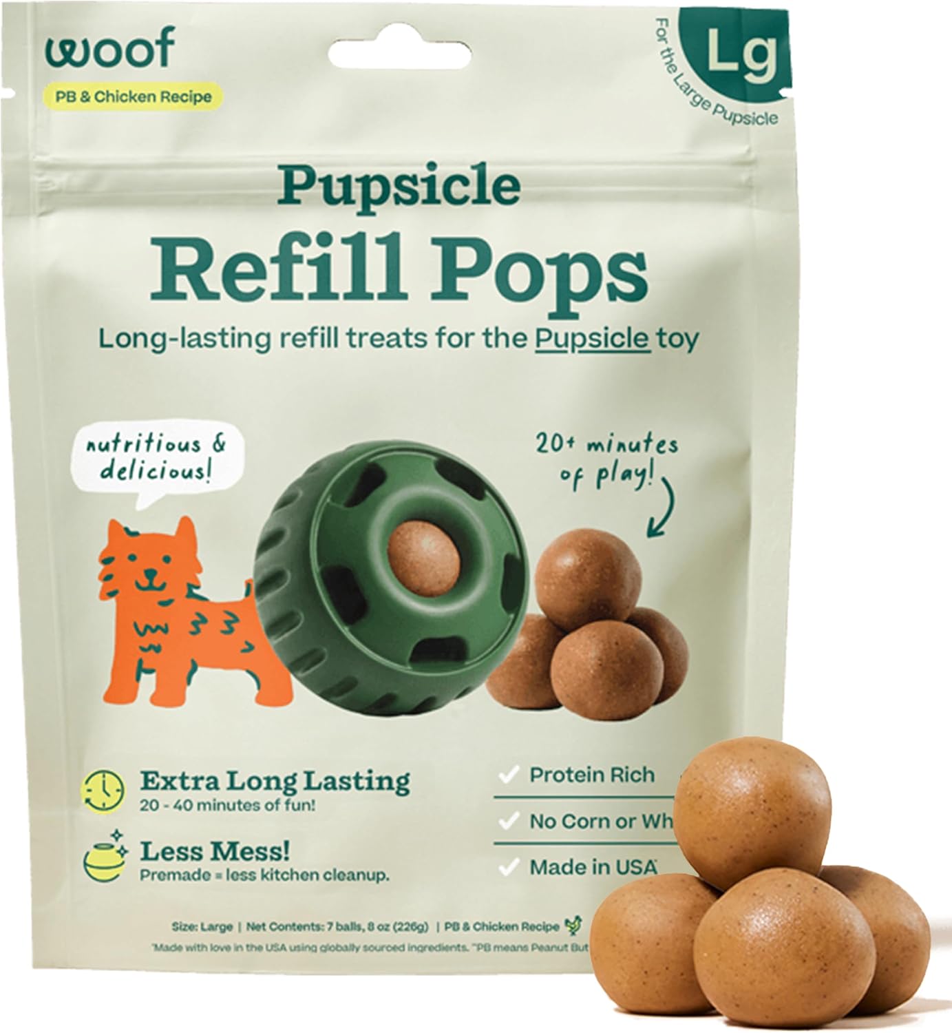 SNACK WOOF PUPSICLE CHICKEN REFILL POPS PARA PERROS GRANDES, 7 UNIDADES - 1