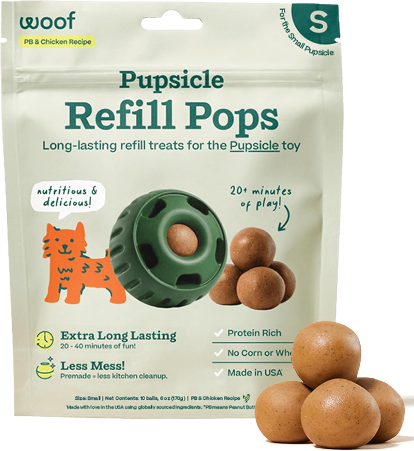 SNACK WOOF PUPSICLE CHICKEN REFILL POPS PARA PERROS PEQUEÑOS 10 UNIDADES - 1