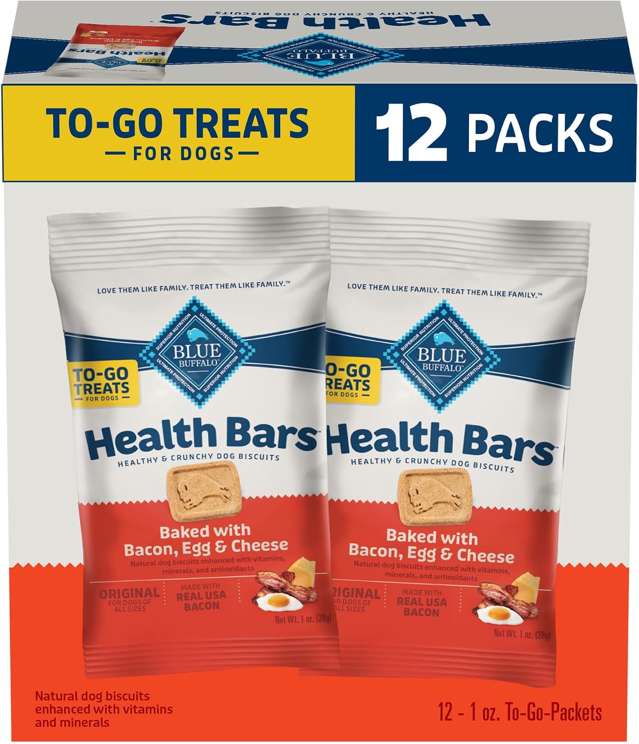 GALLETAS PARA PERROS BLUE BUFFALO HEALTH BARS BACON HUEVO Y QUESO MINI 12 UNIDADES - 1