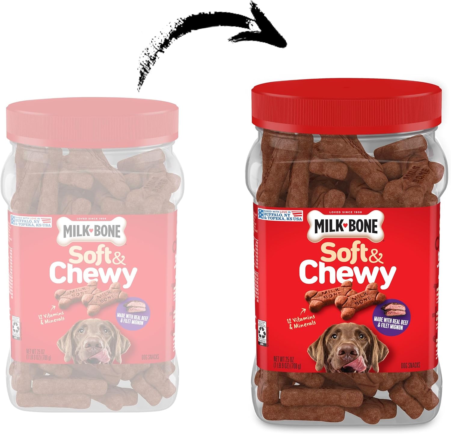SNACKS PARA PERROS MILK-BONE SOFT Y CHEWY SABOR CARNE Y FILETE, 25 OZ - 2