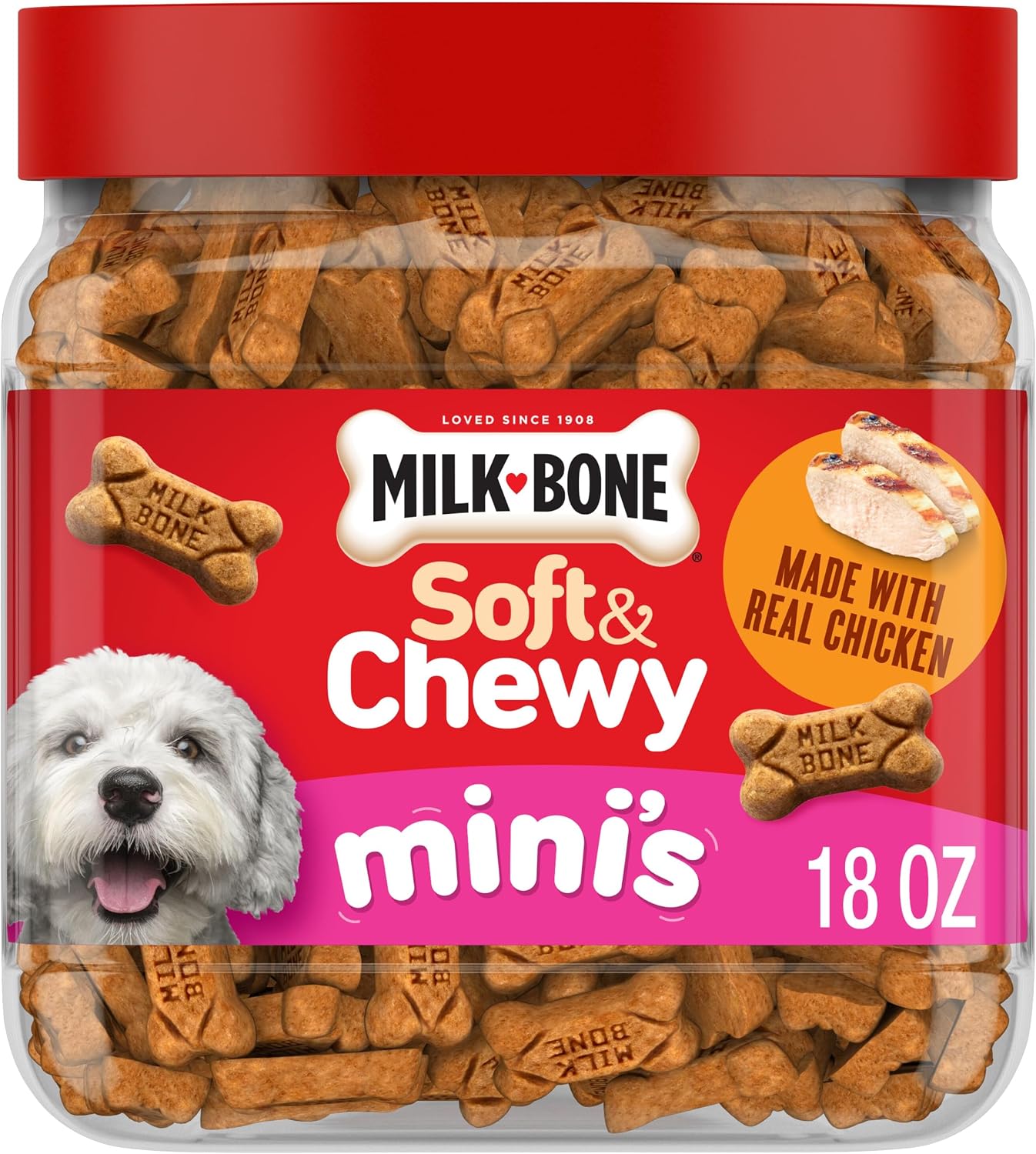PREMIOS PARA PERROS MILK-BONE SOFT Y CHEWY MINI'S POLLO 18 OZ - 1