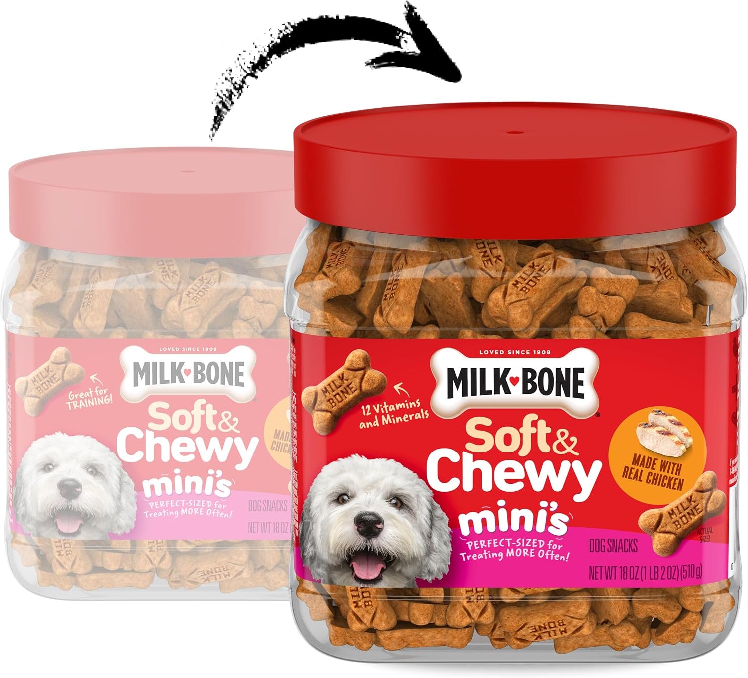 PREMIOS PARA PERROS MILK-BONE SOFT Y CHEWY MINI'S POLLO 18 OZ - 2