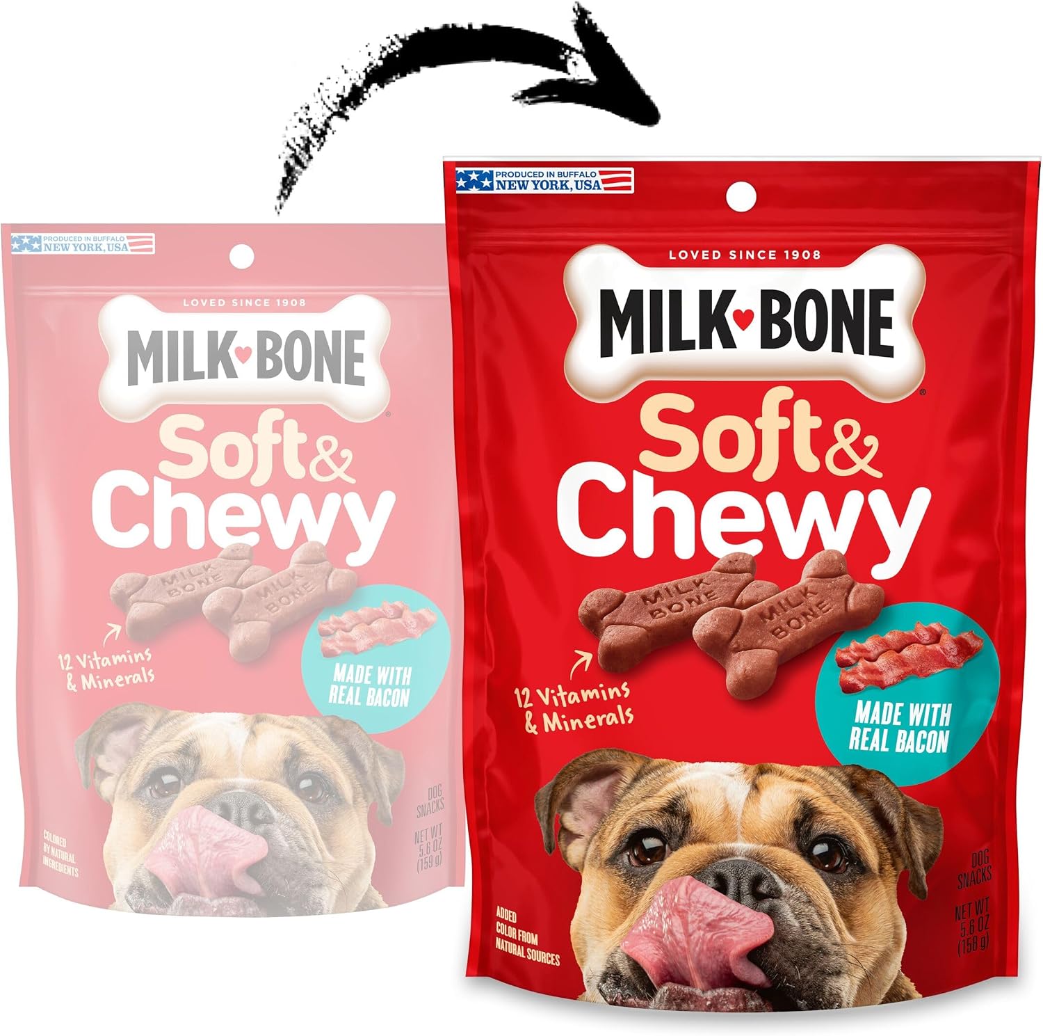 MILK-BONE SOFT Y CHEWY DOG TREATS CON BACON REAL, 10 POUCHES - 2