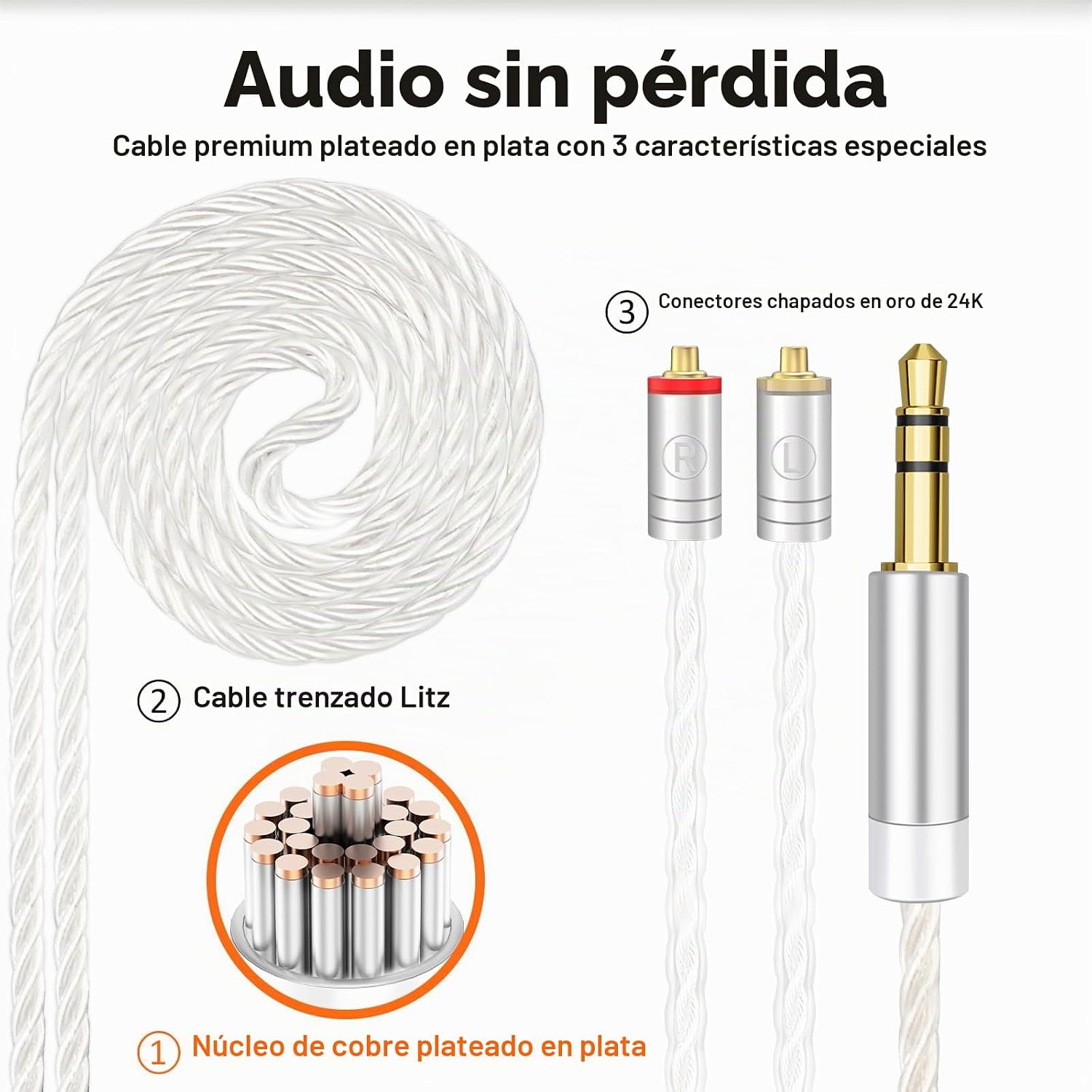 AUDÍFONOS IN-EAR AUDIOVANCE VIBES 202 HIFI CON CABLE PLATEADO - 4