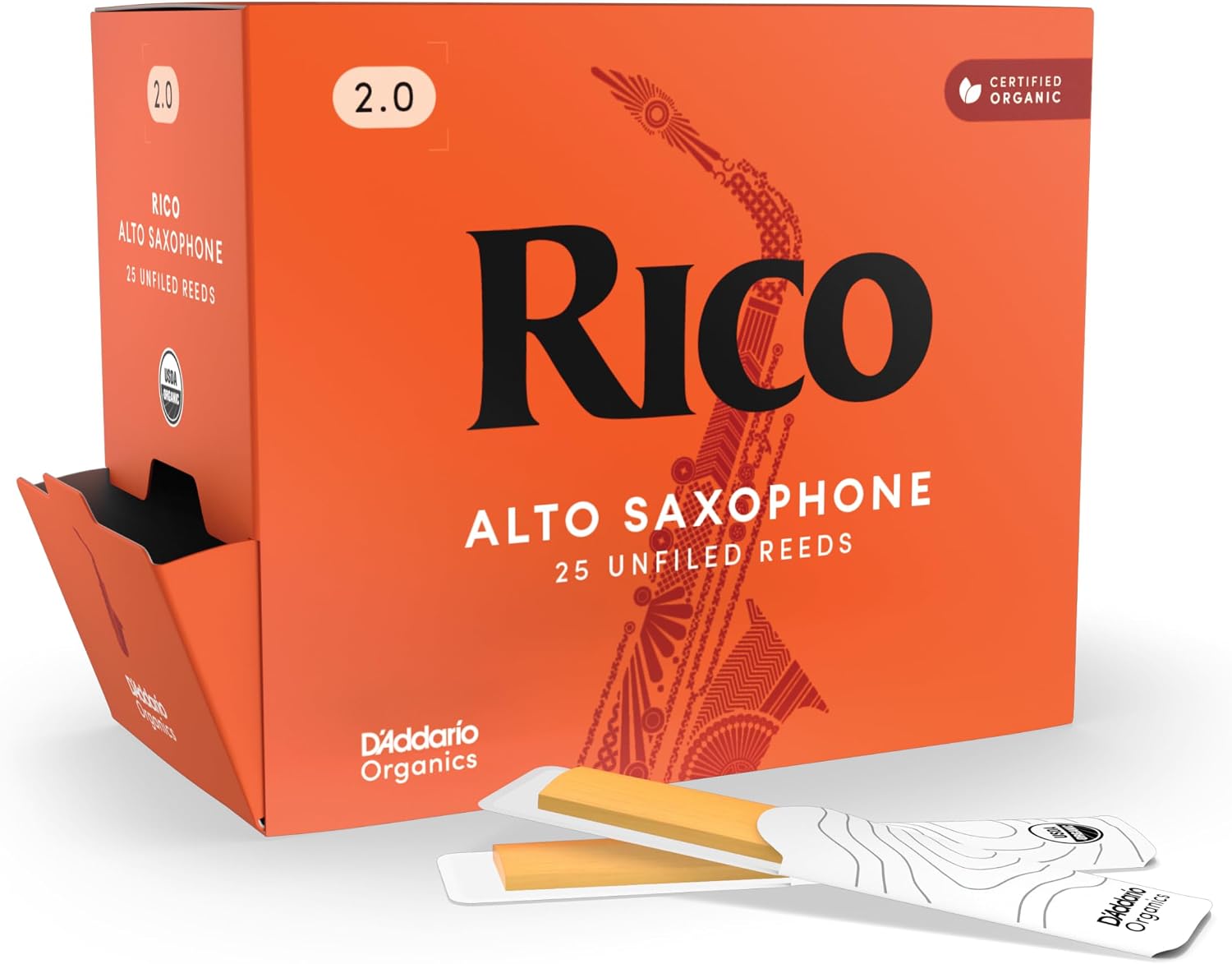 CAÑAS PARA SAXO ALTO RICO ORGANIC STRENGTH 2.0, PACK 25 - 1
