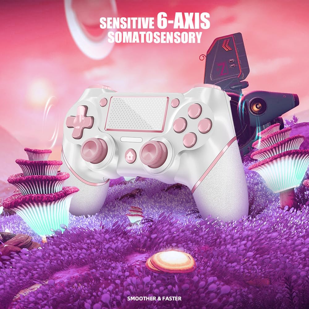 CONTROL INALÁMBRICO ACEGAMER 2 PACK PARA PS4 ROSA Y BLANCO - 3