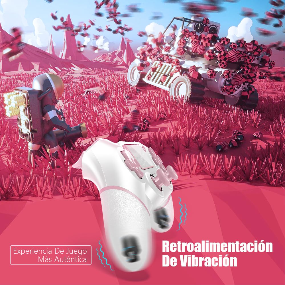 CONTROL INALÁMBRICO ACEGAMER 2 PACK PARA PS4 ROSA Y BLANCO - 4