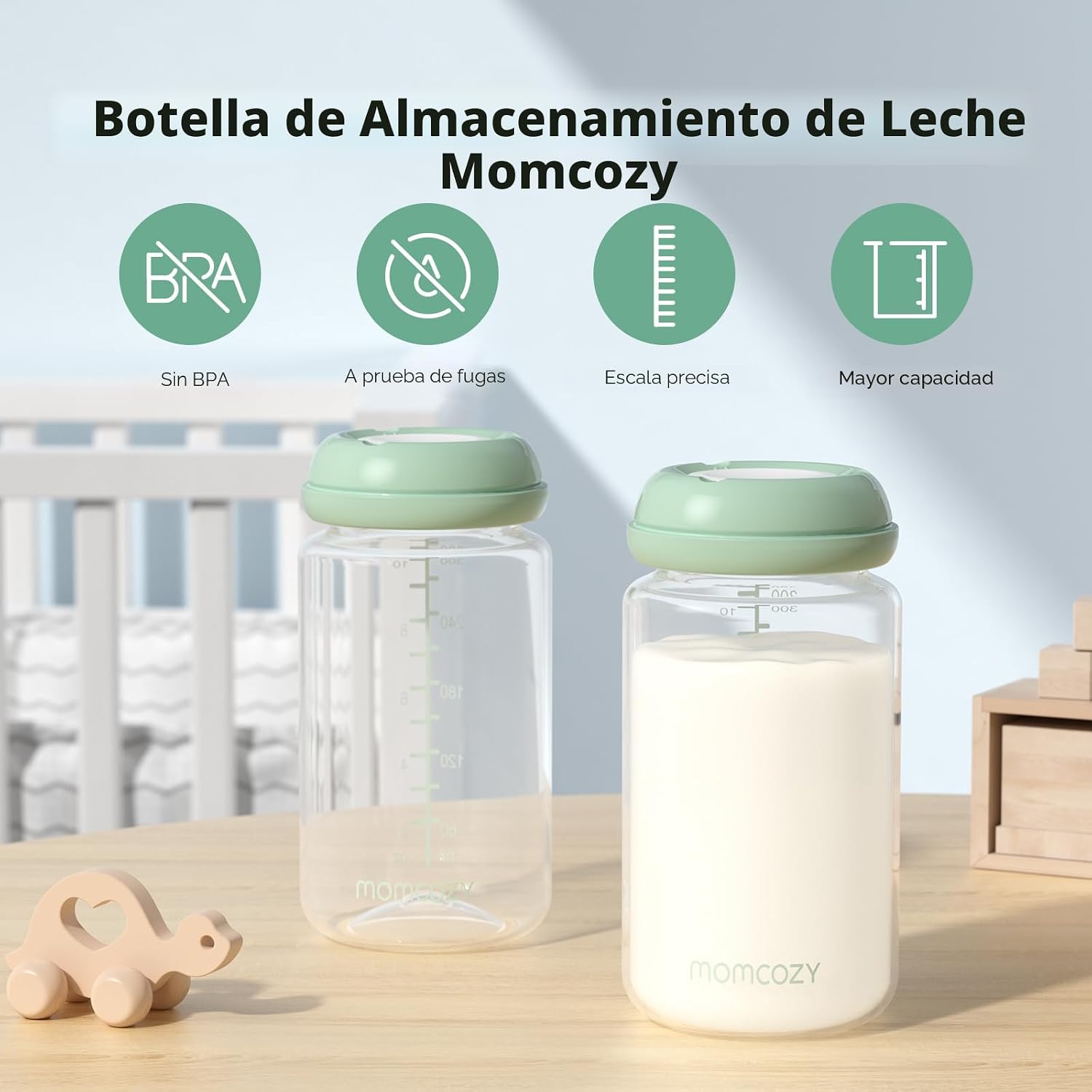 BOTELLAS PARA LECHE MATERNA MOMCOZY CUELLO ANCHO SIN BPA 11 OZ - 2