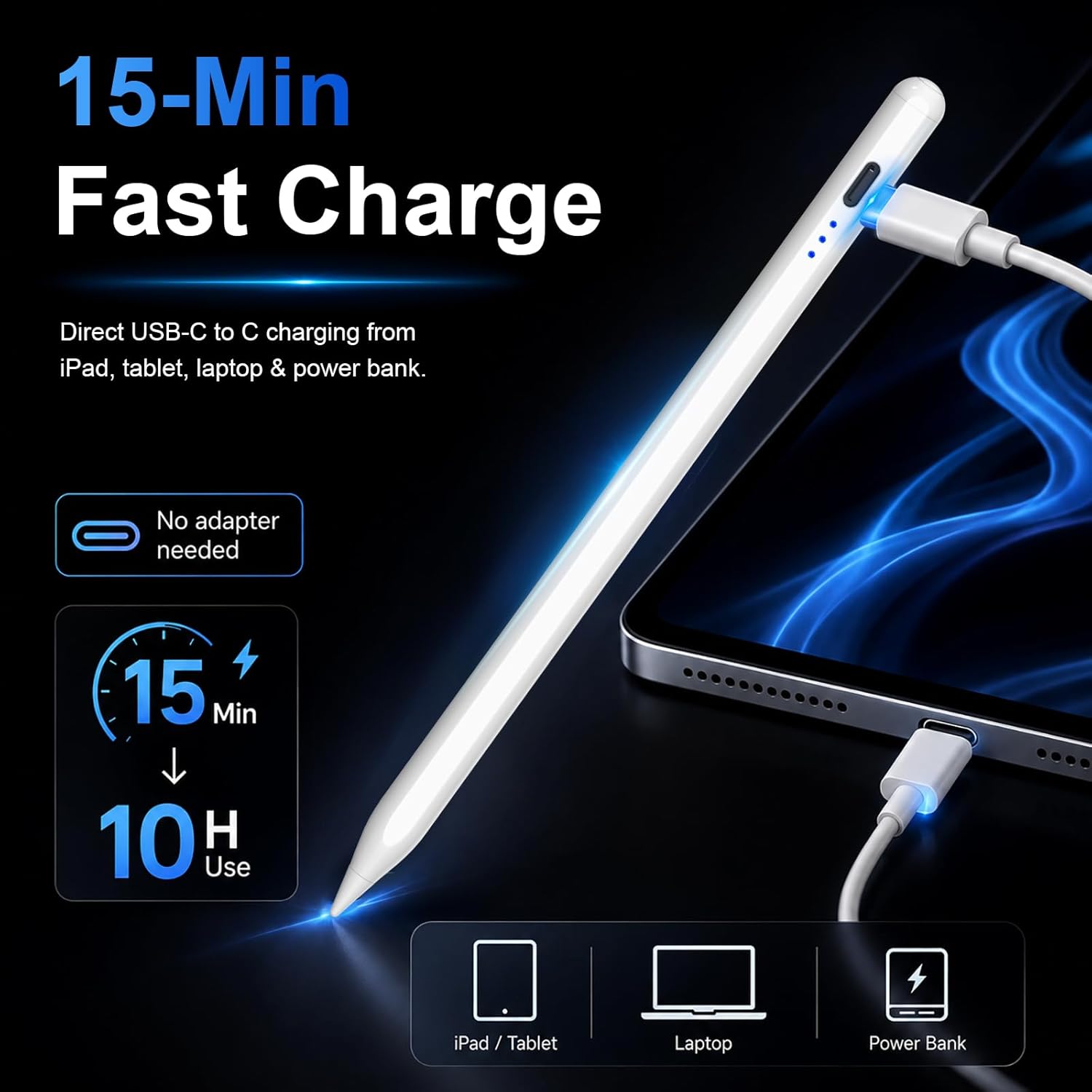 LÁPIZ STYLUS HATOKU PARA IPAD 2018-2026 CON CARGA MAGNÉTICA - 2