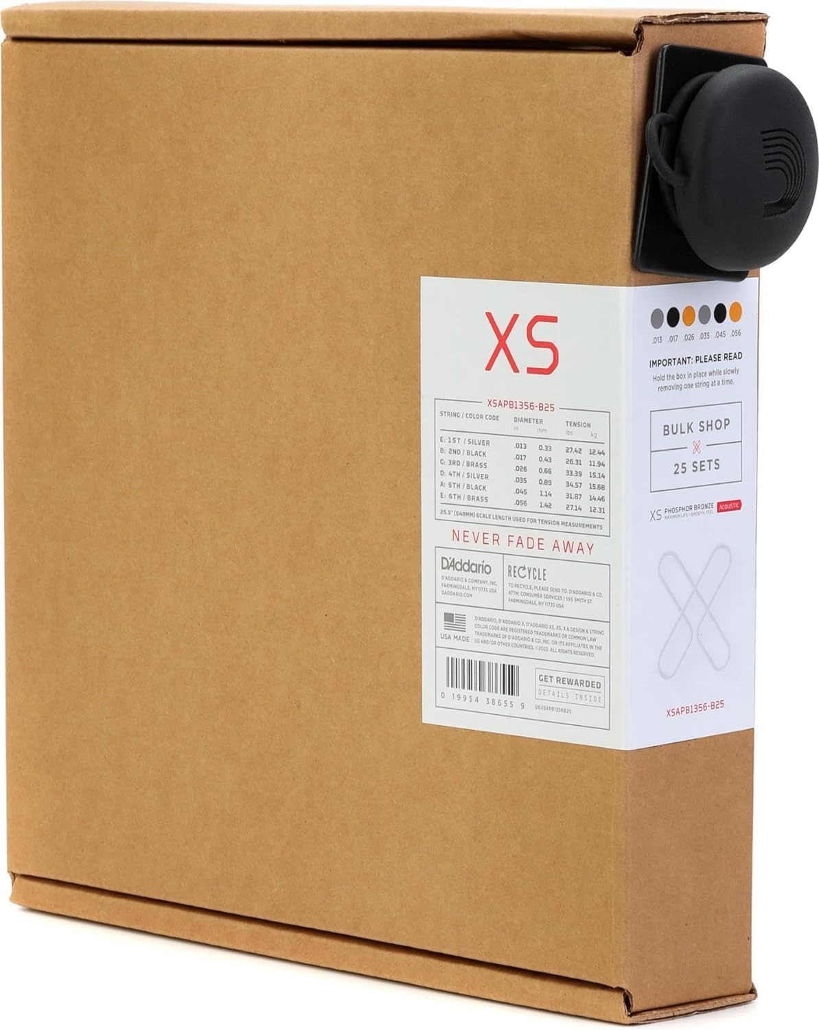 CUERDAS PARA GUITARRA ACÚSTICA D'ADDARIO XS PHOSPHOR BRONZE 13-56, 25 JUEGOS - 1