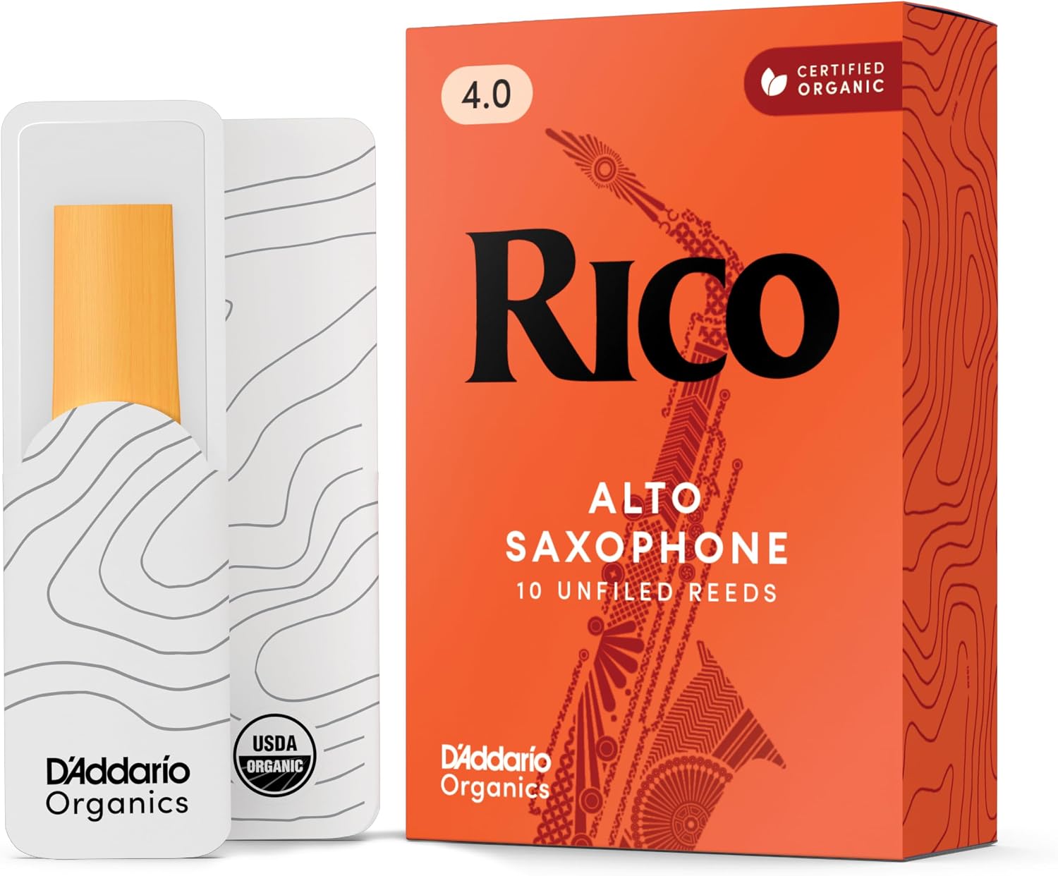CAÑAS PARA SAXO ALTO RICO ORGANIC STRENGTH 4.0, PACK DE 10 - 1
