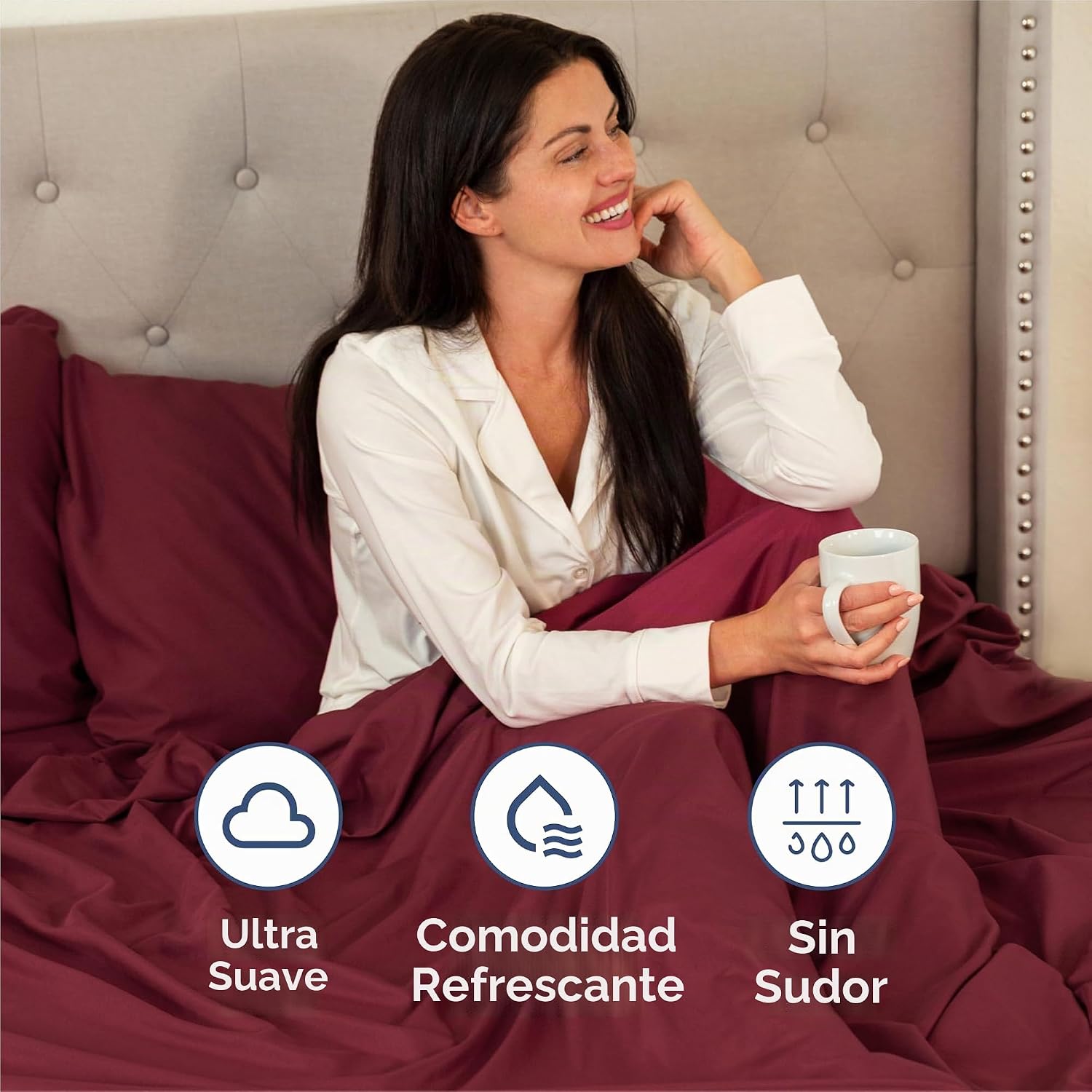 JUEGO DE SÁBANAS SPLIT KING 5 PIEZAS MICROFIBRA BURDEO - 4
