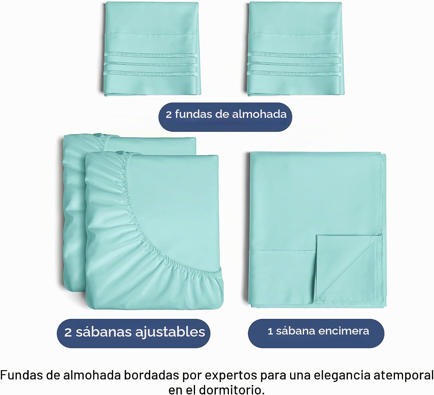 JUEGO DE SÁBANAS SPLIT KING 5 PIEZAS MICROFIBRA AZUL SPA - 2