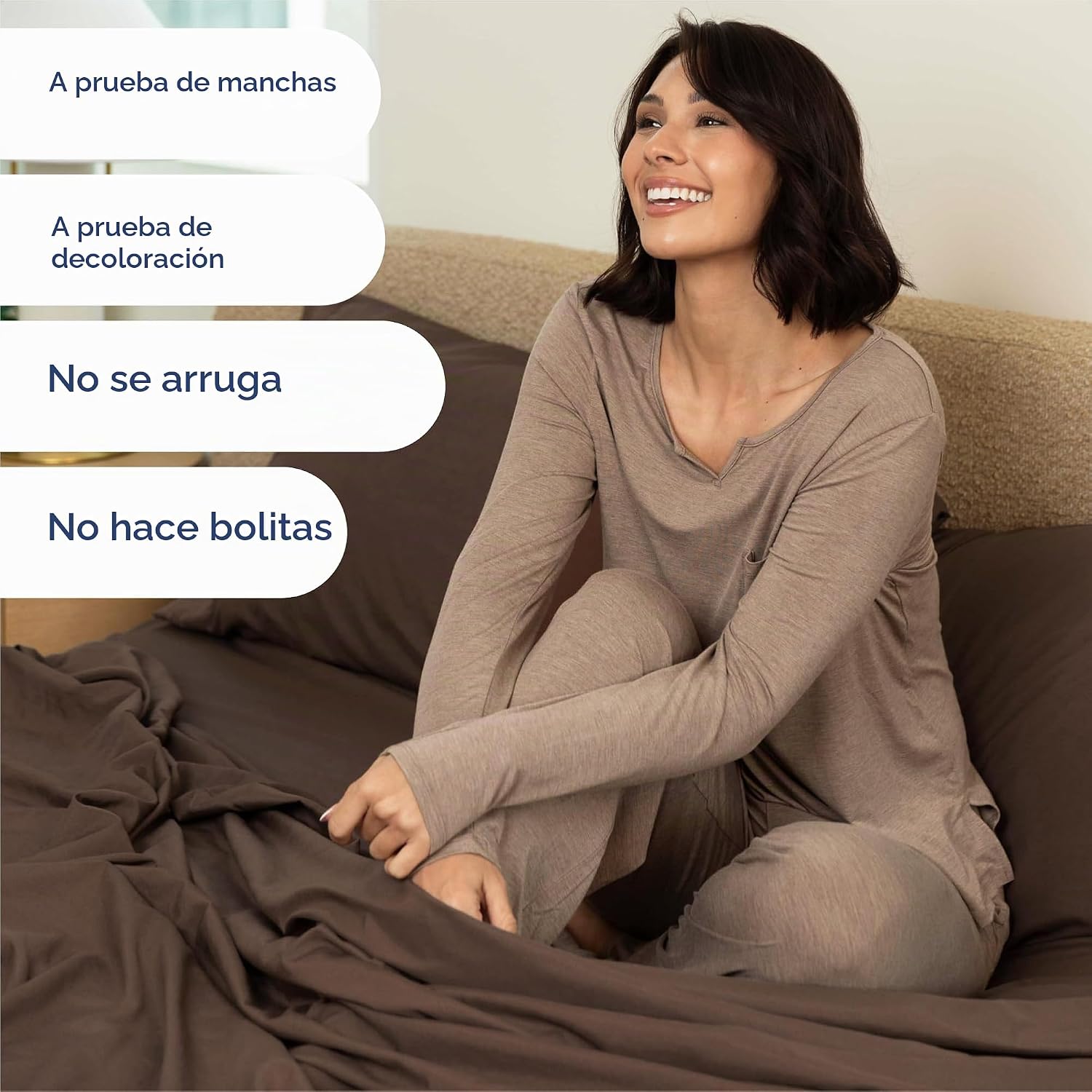 JUEGO DE SÁBANAS SPLIT KING 5 PIEZAS MICROFIBRA MARRÓN - 5