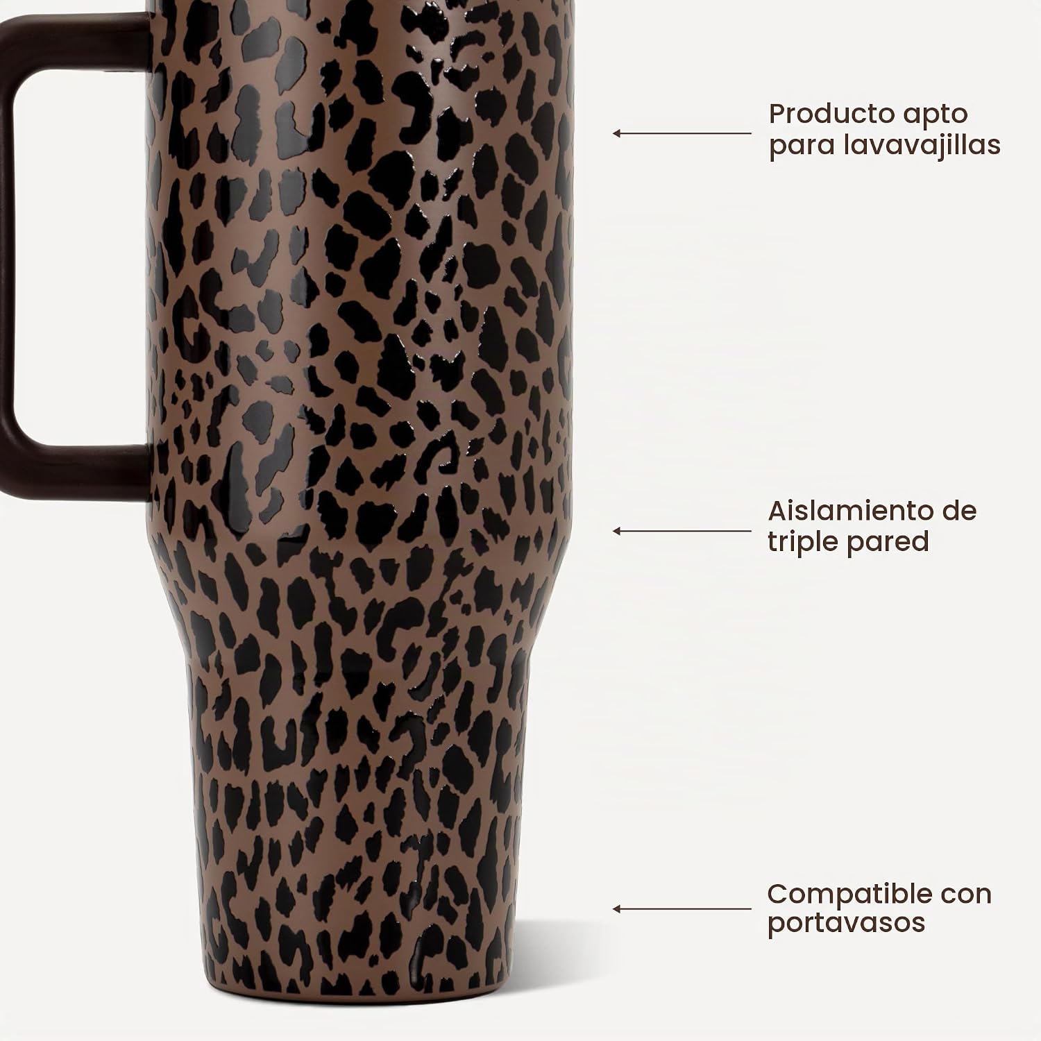 VASO TÉRMICO HYDROJUG TRAVELER 32OZ CON ASA Y POPOTE, BROWN LEOPARD - 4