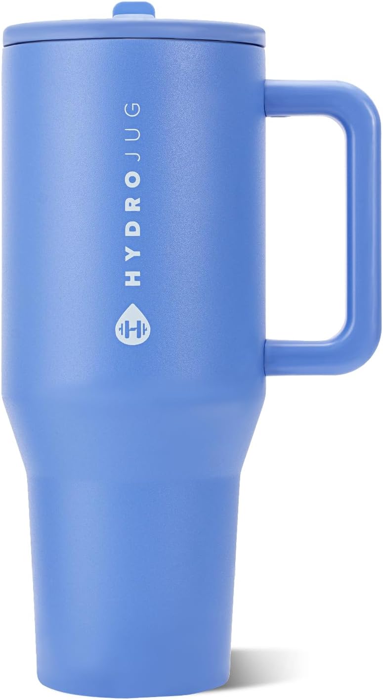 VASO TUMBLER HYDROJUG TRAVELER 40OZ AZUL CLARO CON ASA Y POPOTE - 1